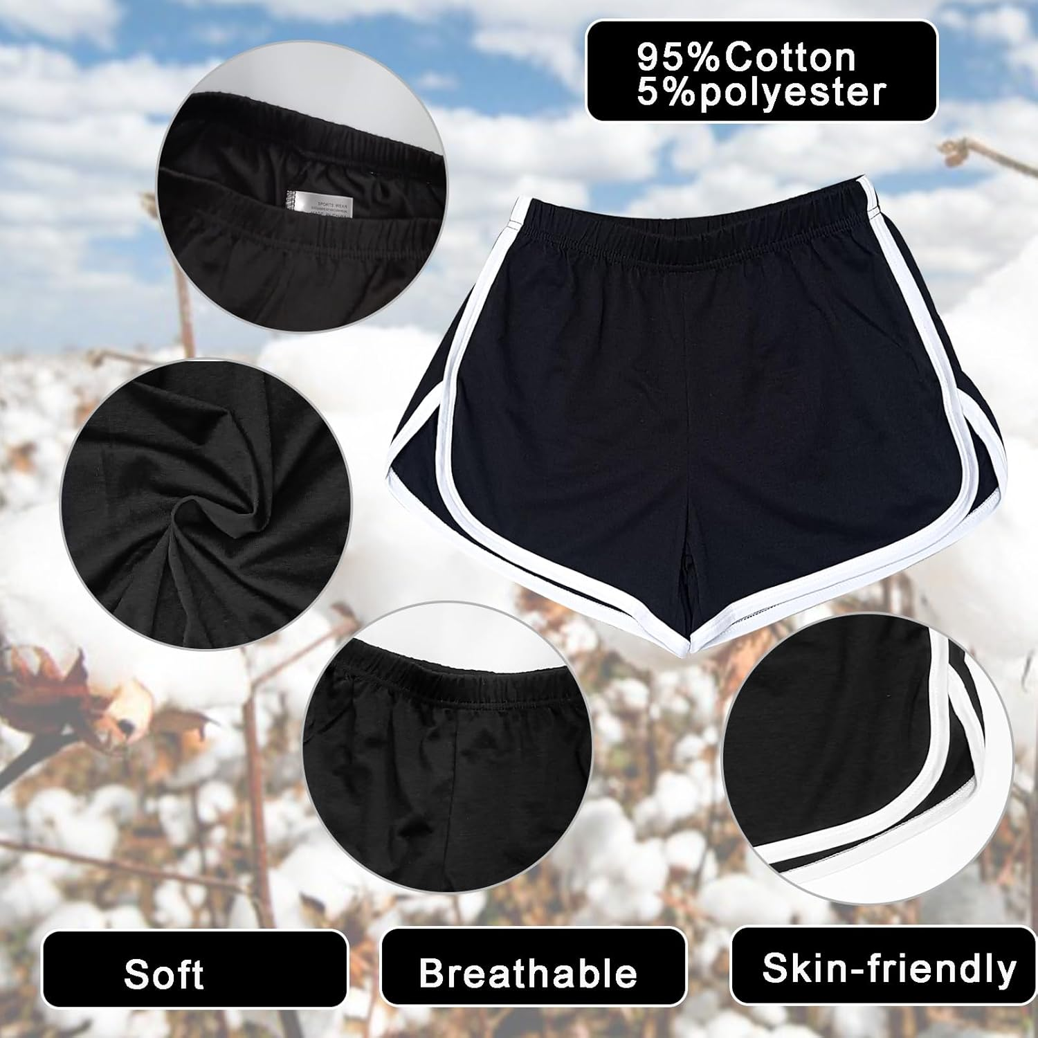 Cameway 2 Pack Women Cotton Running Athletic Shorts Gym Yoga Summer Active Dance Shorts Pants