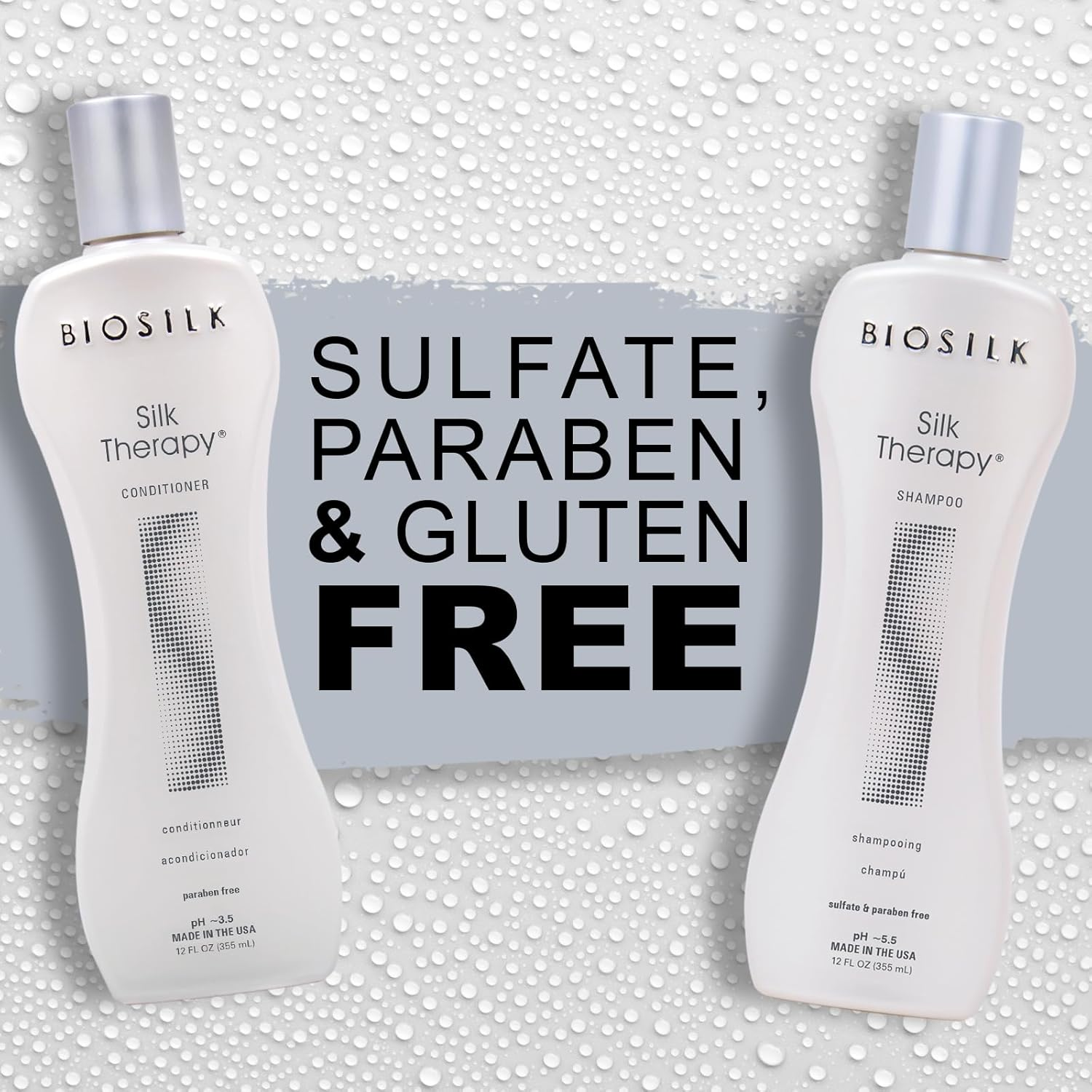 Biosilk Silk Therapy Duo Set Shampoo & Conditioner, Gentle Cleansing Haircare for Amazing Shine, Sulfate, Paraben, & Cruelty-Free, 12 Oz (Pack of 2) image number 2