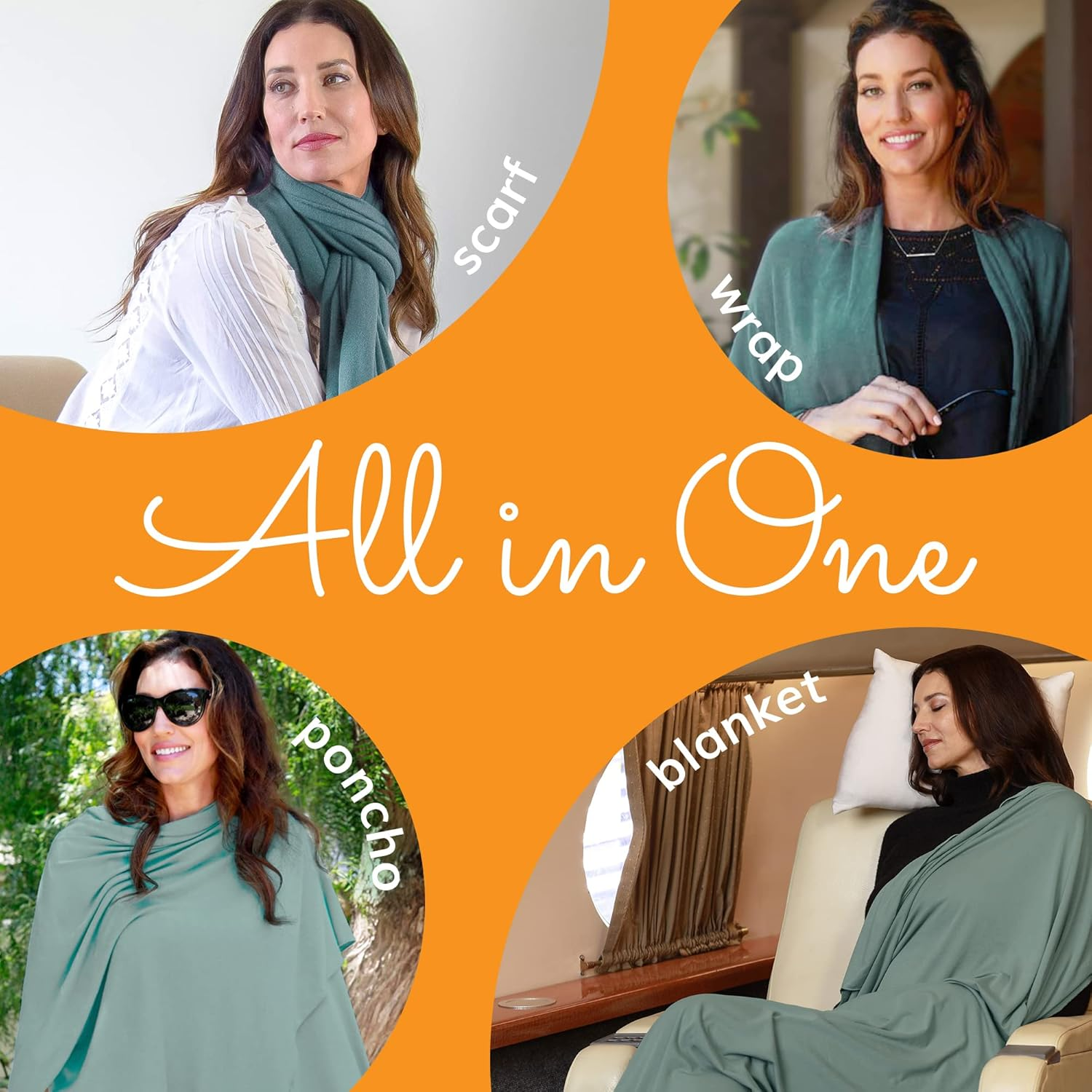 Happyluxe Wayfarer Travel Shawl Wrap, UPF 50+ Shawl Wraps for Women, 68 X 35 Inches image number 2