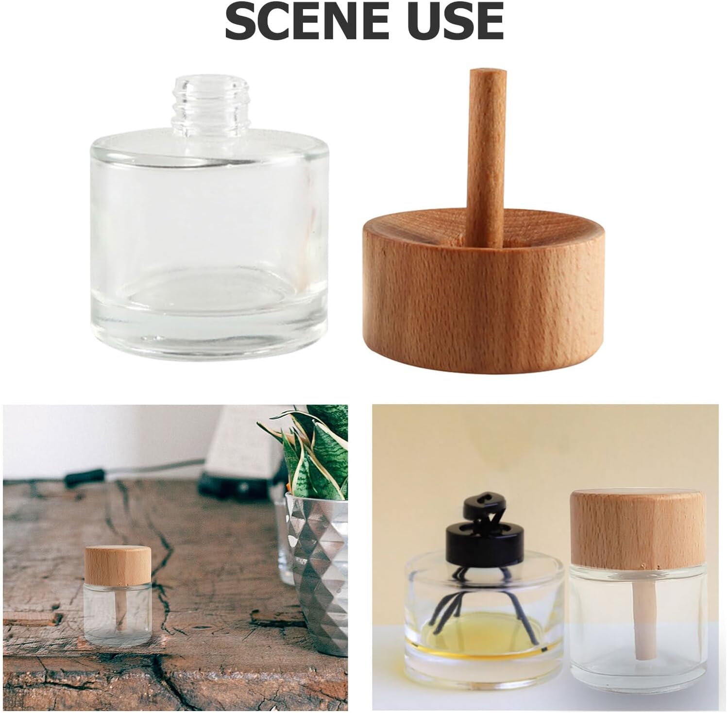 2Pcs Clear Glass Diffuser Bottles Stylish Aromatherapy for Home Decor for Essential Oils Travel-Friendly Design for Living Room Bathroom And