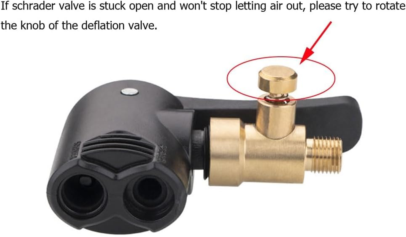 Double Pump Head Dual Nozzle Presta Schrader Valve Thread Connector Tire Air Inflator Replacement Mouth Adapter with Extension Horse Tube for Bicycles and Electric Bicycles image number 5