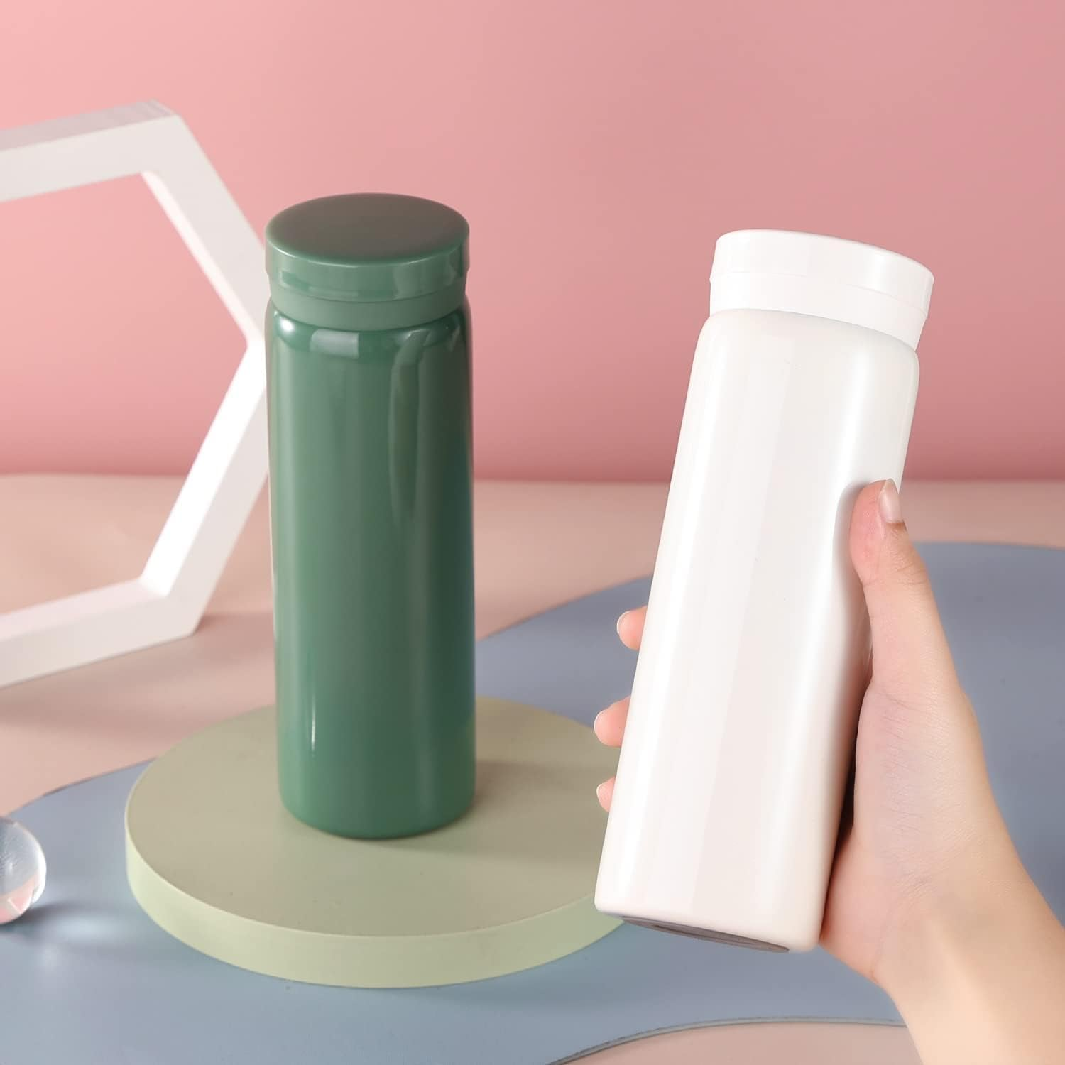 Small Vacuum Insulated Stainless Steel Water Bottle, 1Pc Mini Water Bottle Stainless Steel Small Flask, 7Oz (200Ml), Leak Proof, Keeps Water Hot for Home or Office, White image number 4