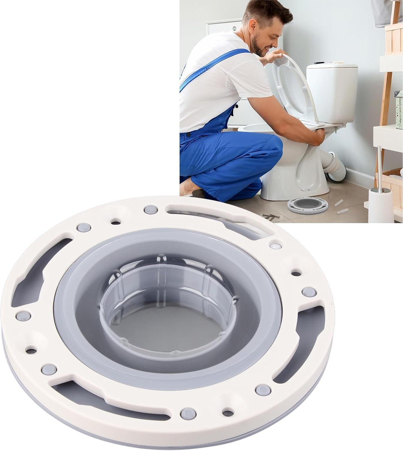Toilet Flange Repair Kit, Universal Gray Toilet Flange for Home image number 6