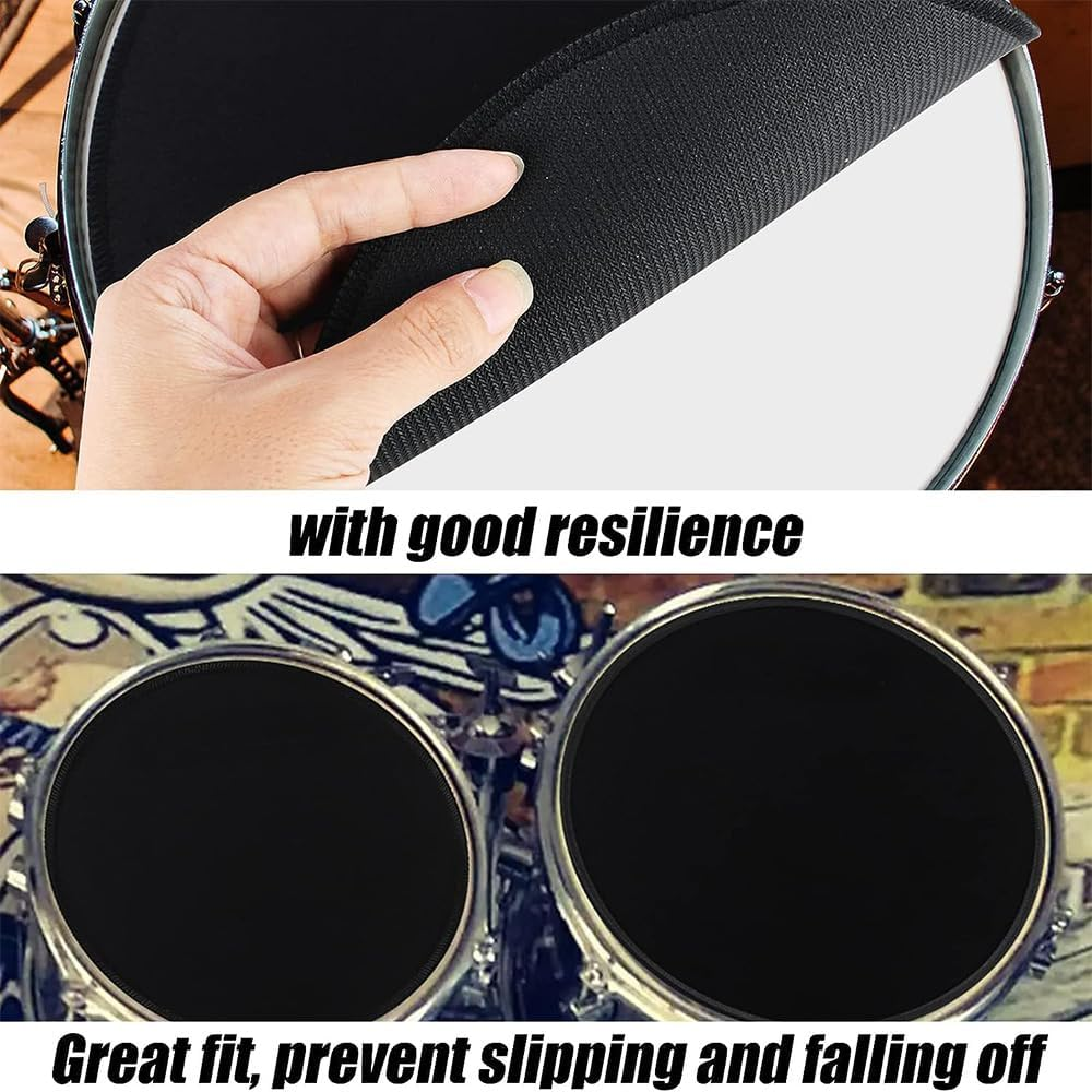 Drum Mute Pads Set 11 Pieces with Cymbal Pad + Hi Hats Set Pad, Foam Drum Silencer Pads, Fit 10&rdquo;, 12&rdquo;, 14&rdquo;, 16" (Drum Mute Pad Pack) image number 6