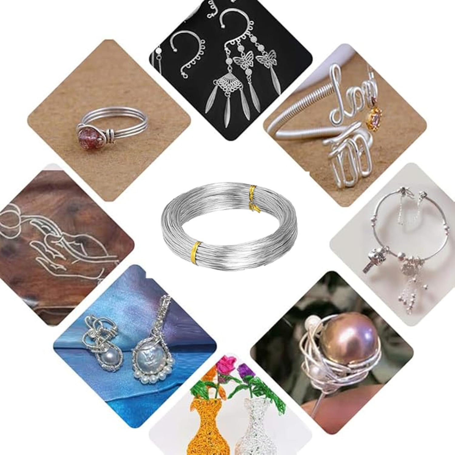 4Rolls Aluminum Craft Wires, 3Mm*5M, 2Mm*5M, 1.5Mm*5M, 1Mm*5M Silver Aluminum Wire, Flexible Bendable Craft Metal Wire, Jewelry Craft Aluminum Wire for Sculpting Armature DIY Skeleton Making image number 3