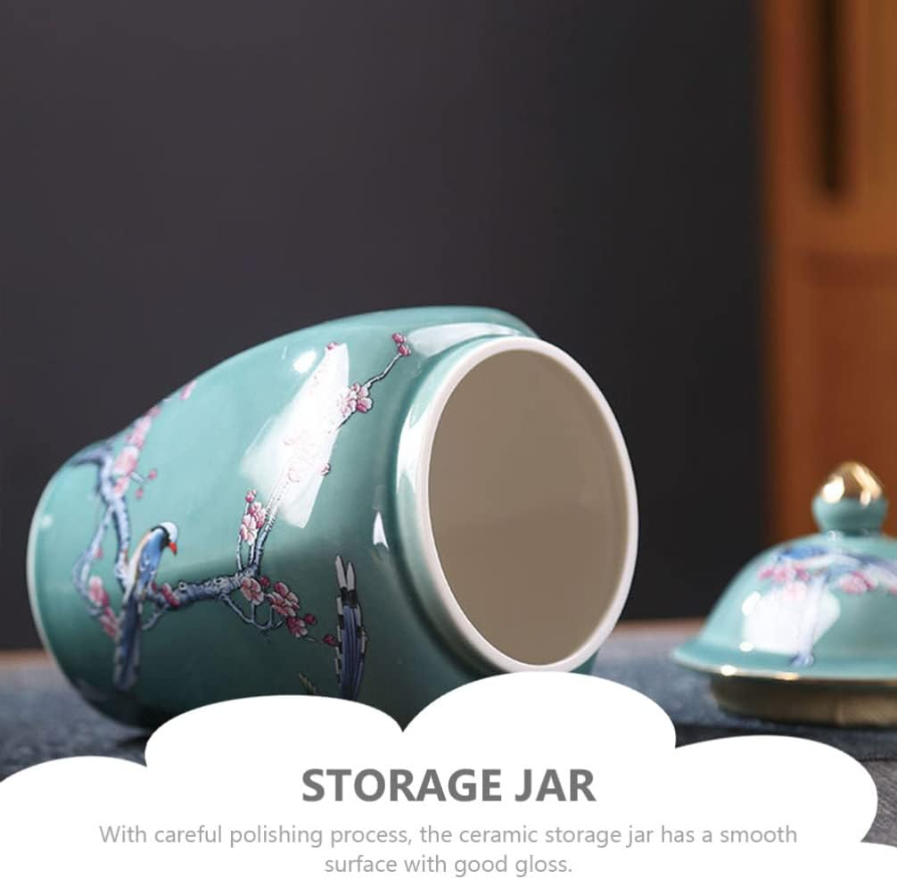 Cabilock Vintage Ceramic Tea Can Sealed Lid Chinese Style Storage Jar Multi-Function Household Tea Container for Home Office Use image number 1