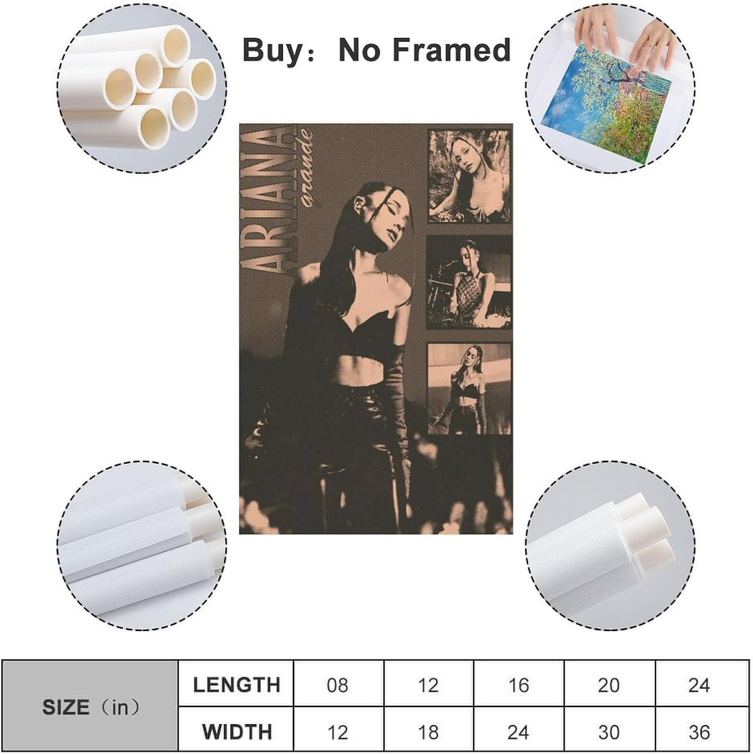 Art Ariana Music Grande Poster Poster Canvas Painting Wall Art Picture Home Decor Print for Bedroom Living Room Dorm Study Bar Office 20X30Inch(50X75Cm) image number 1