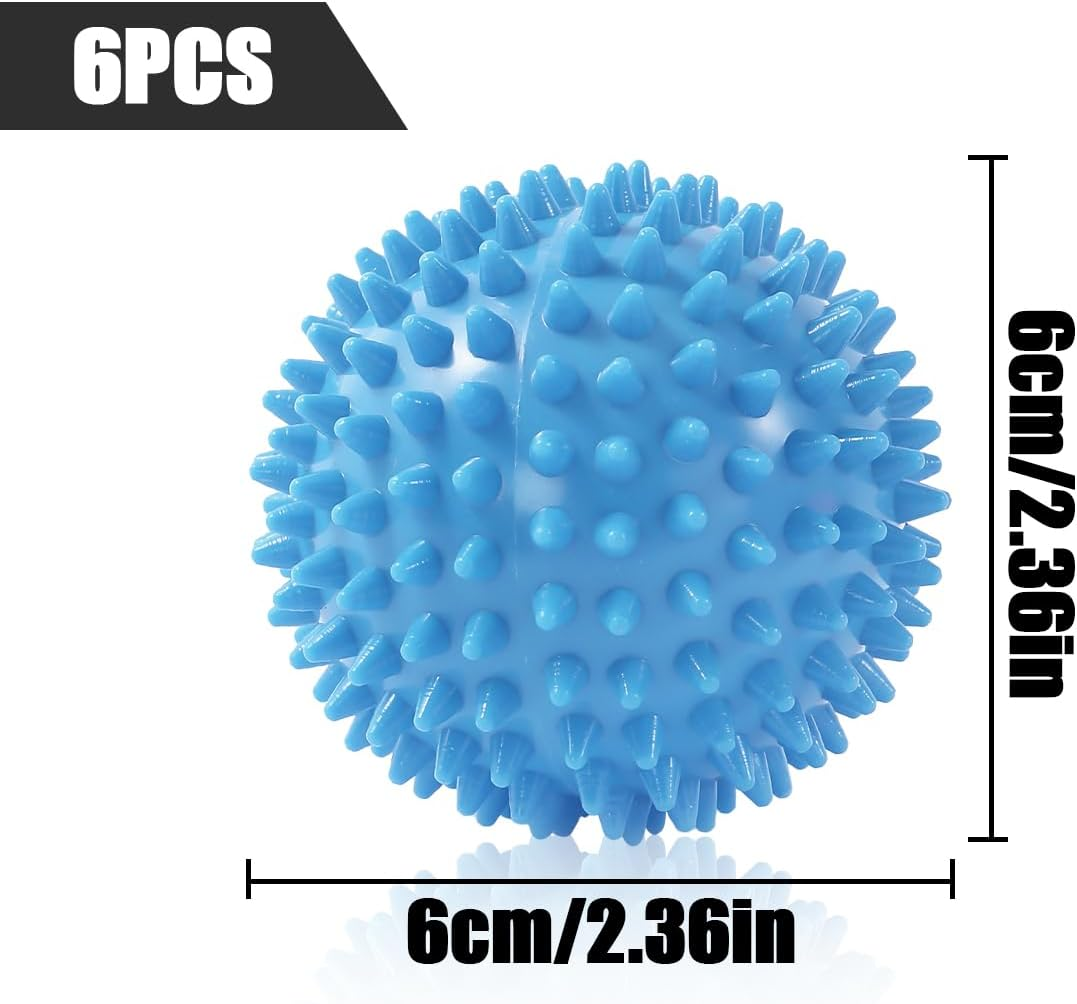 Wash Dryer Balls, 6 PCS Rubber Laundry Balls for Drying, Washing and Fluffing Clothes (6Cm/2.36In)