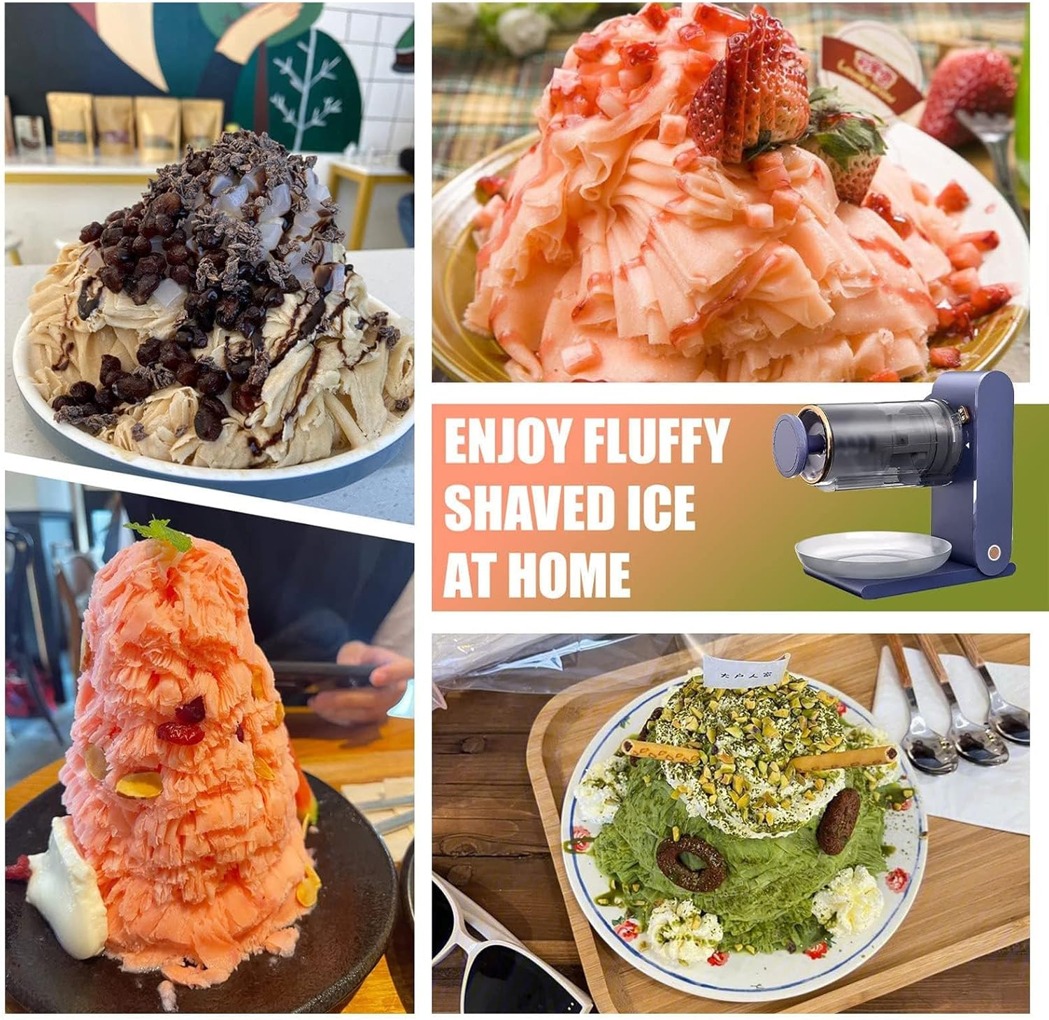 Ice Shaver, Electric Shaved Ice Machine with Ice Tray, Portable USB Charge Ice Crusher, Slushie Machine, Snow Cone Machine, for Ice Cream, Snowcone, Kakigori, Bingsu, Cocktail Maker for Home,White image number 5