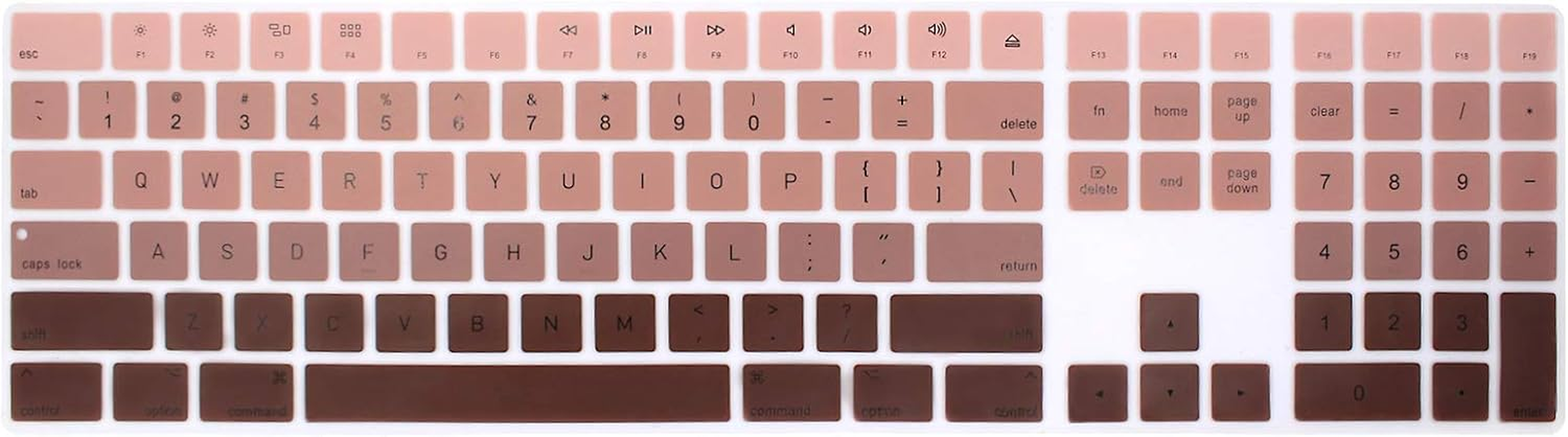 MMDW Ultra Thin Silicone Full Size Wireless Bluetooth Numeric Keyboard Cover Skin for Apple Imac 2017 Latest Magic Keyboard with Numeric Keypad MQ052LL/A A1843 US Layout Ombre Pink