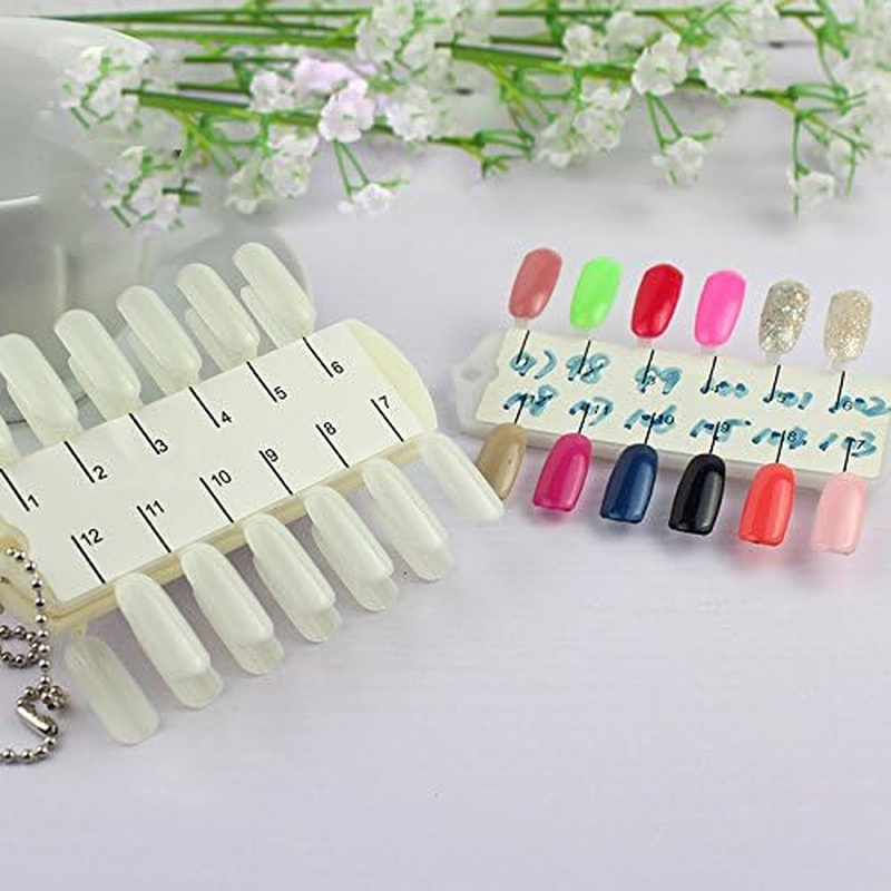 Yueton Pack of 2 Sets 36 Tips per Unit Double Layer Nail Color Display Card Nail Art Practice Design Training Plastic Polish Board Swatches with Ball Chain image number 5