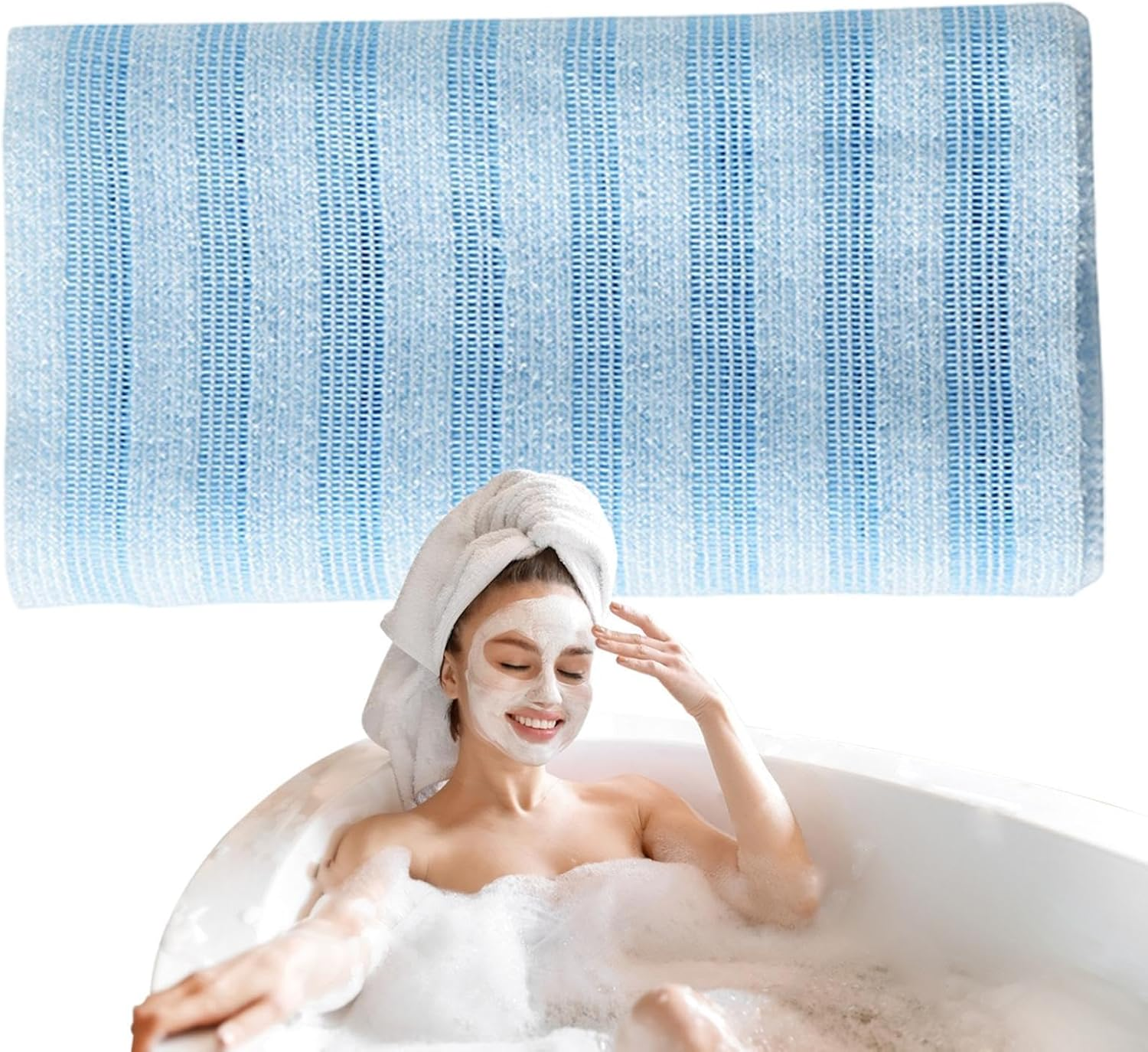 Vriusi Blissal Bath Towel, Back Scrubber Washer, Body Exfoliator Wash Cloth Towel, Bath Towel Scrub, Extra Long Exfoliator Bath Towel for Travel, Home and Dormitory - Black Grid image number 6