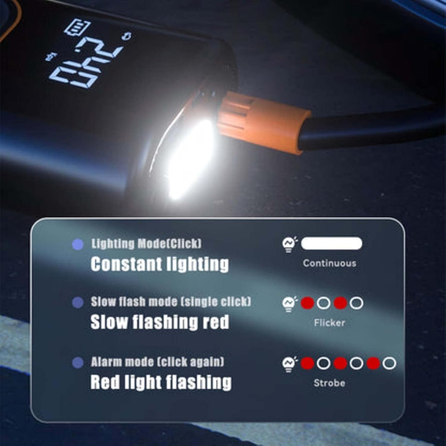 Aircore S1 &ndash; Smart Portable Tire Inflator | Wireless Wired Power Bank, 150 Psi Air Pump, Portable Mini Air Pump Suitbable for Car, Motorcycle, with USB Power Bank & Led Light image number 3