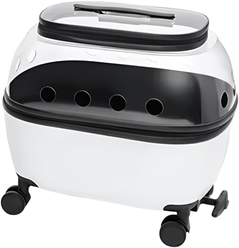 AIMALL Portable Pet Trolley Carrier with Wheels Retractable Handle Ventilated Travel Box for Cats Small Dogs Lightweight Transport Case with Skylight Design 19.7X14.6X18.5In image number 2