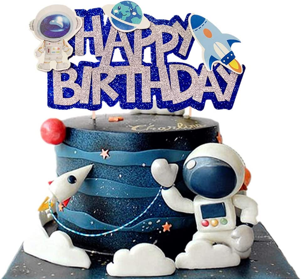 Jevenis Space Birthday Cake Topper and Decoration - Cupcake, Rocket, and Astronaut Decorations image number 5