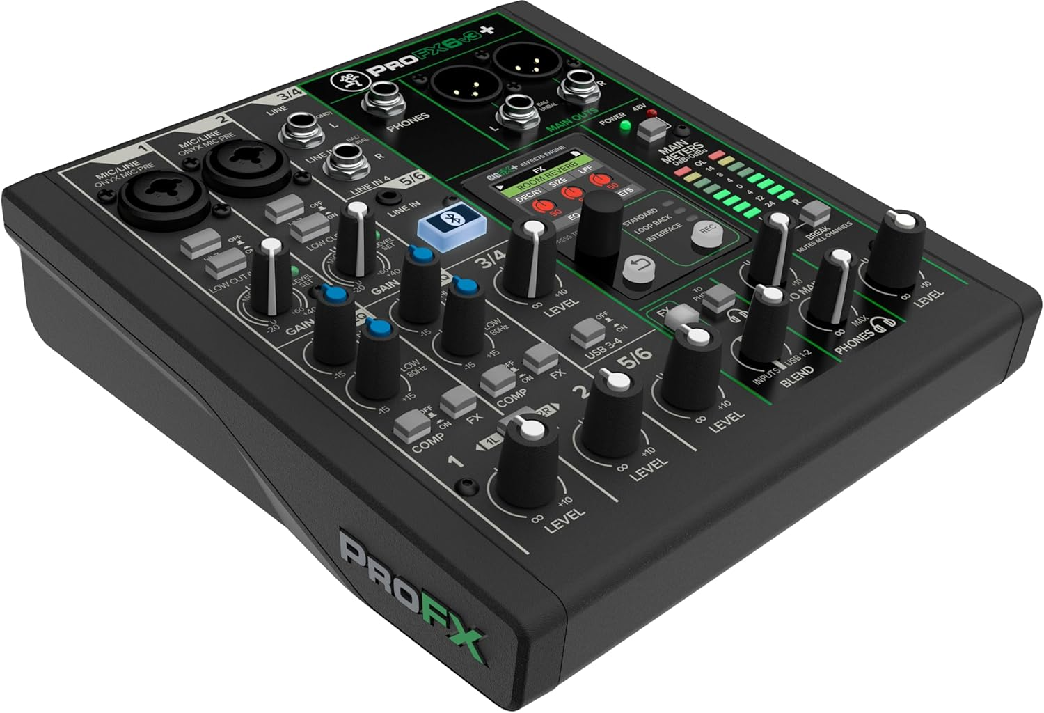 Mackie Profx6V3+ 6-Channel Analogue Mixer for Studio Quality Recording and Live Streaming with Improved FX, USB Recording Modes and Bluetooth&reg; Black image number 3