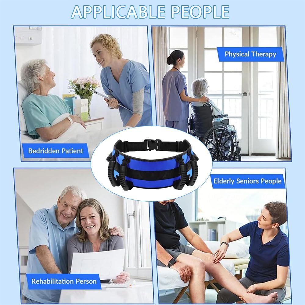 Gait Belt for Seniors with 6 Handles &ndash; Medical Transfer Belt with Quick Release Buckle, Non-Slip Safety Lift Belt for Elderly, Disabled, Bariatric, Physical Therapy, Patient Assist