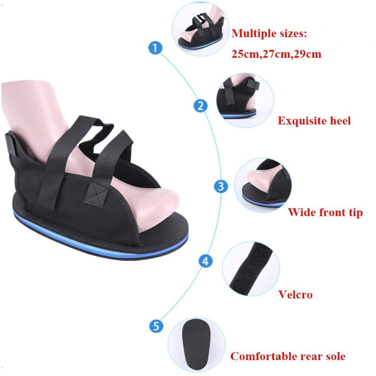 Cast Shoe Foot Fracture Support Open Toe Plaster Cast Boot Post Op Shoe Toe Valgus Surgical Fixed Gypsum Shoe Walking Boot for Foot Injuries Stable Ankle Joints Postoperative Recovery Pain Relief image number 5
