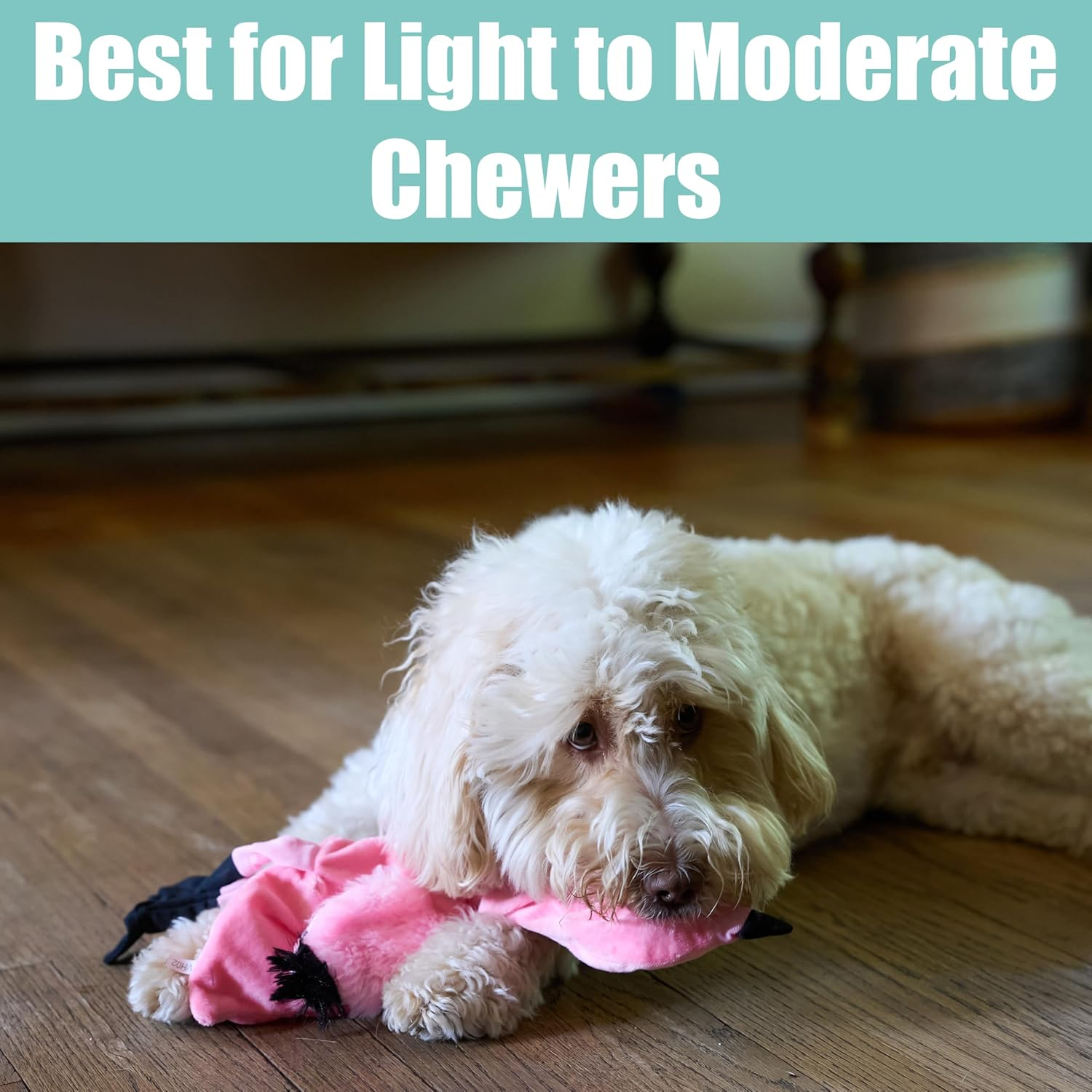 SPOT by Ethical Products Skinneeez - the Original Stuffless Stuffingless Dog Toys - Squeak Toys Tug Toy Small Dogs and Large Dogs Puppy Chew Toy Alternative Interactive Dog Toy - Flamingo - Large - Flamingo image number 3