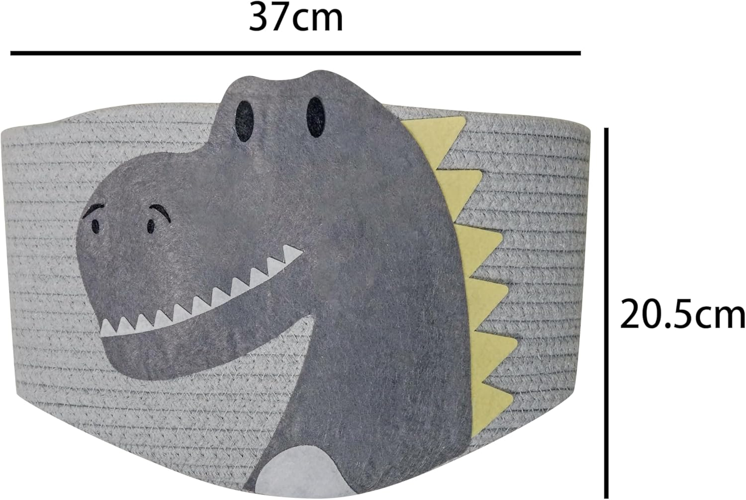 T&T Homewares - Small Woven Cotton Rope Storage Basket, Collapsible Organizer Basket, Laundry Basket Organizer for Toys, Nursery Organizer for Toy Storage Bin - D25Xh20 (Grey Dinosaur) image number 3