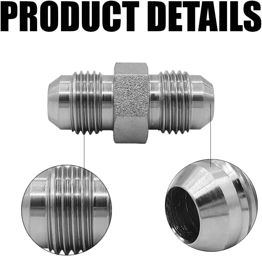 2PCS Male Flared Straight Tube Hydraulic Adapter Fitting,3/8" Male JIC 37&deg; Flare (9/16"-18UNF) &times; 3/8" Male JIC 37&deg; Flare (9/16"-18UNF),SAE Carbon Steel Straight Pipe Joints Tube Connector
