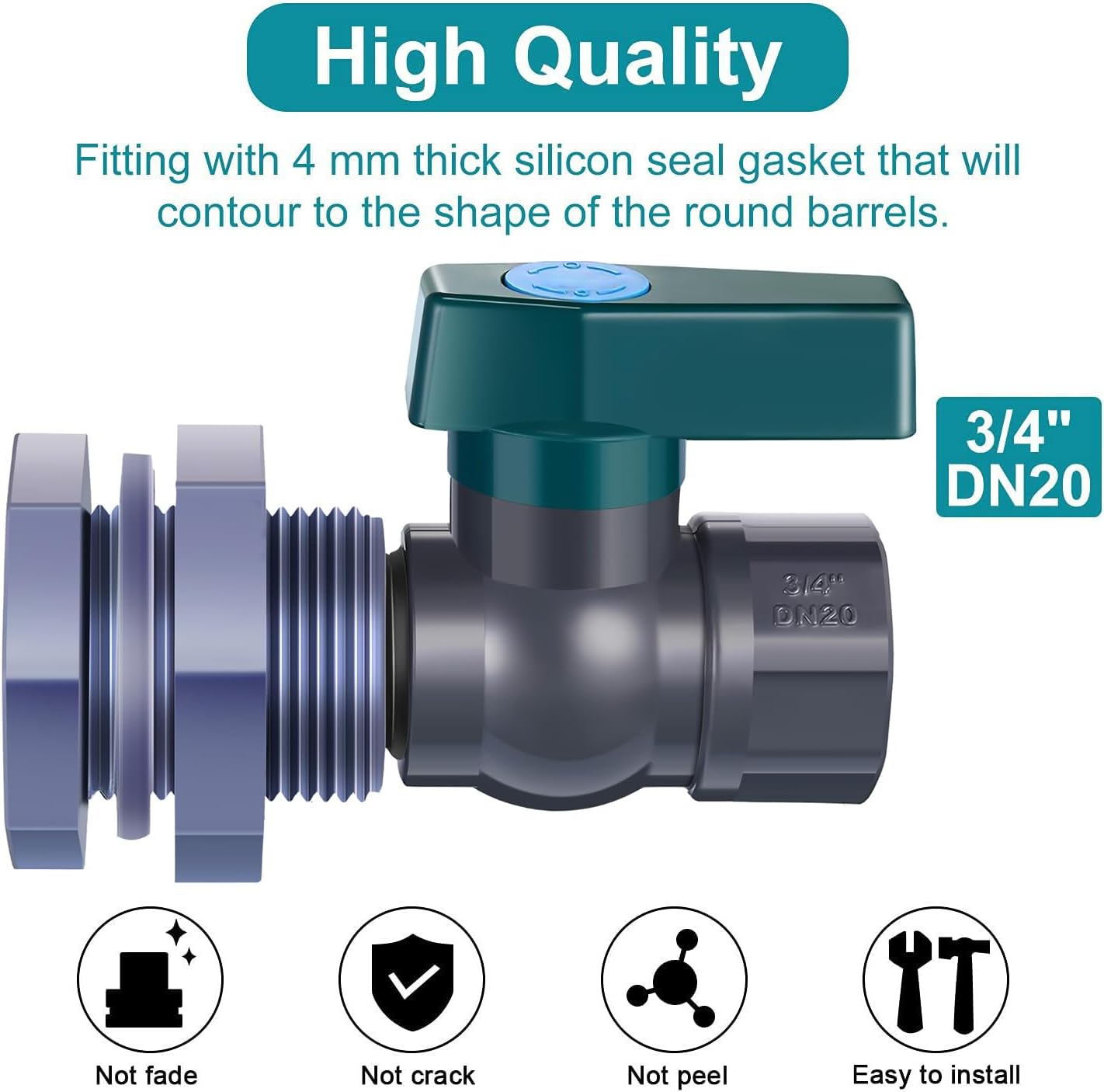 REGNHLIF PVC Rain Barrel Diverter Kit, 3/4 Inch Rain Barrel Valve, Rain Barrel Spigot Kit with Bulkhead Fitting Adapter for Water Tanks, Aquariums, Tubs, Pools image number 2