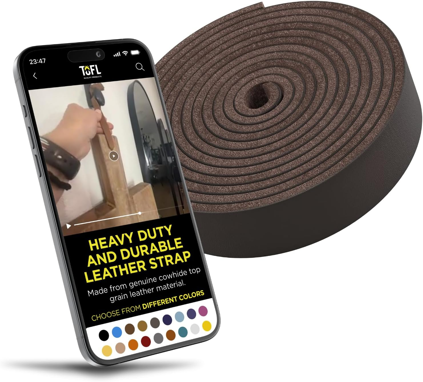 TOFL Leather Strap Medium Brown ? Inch Wide 72 Inches Long image number 4