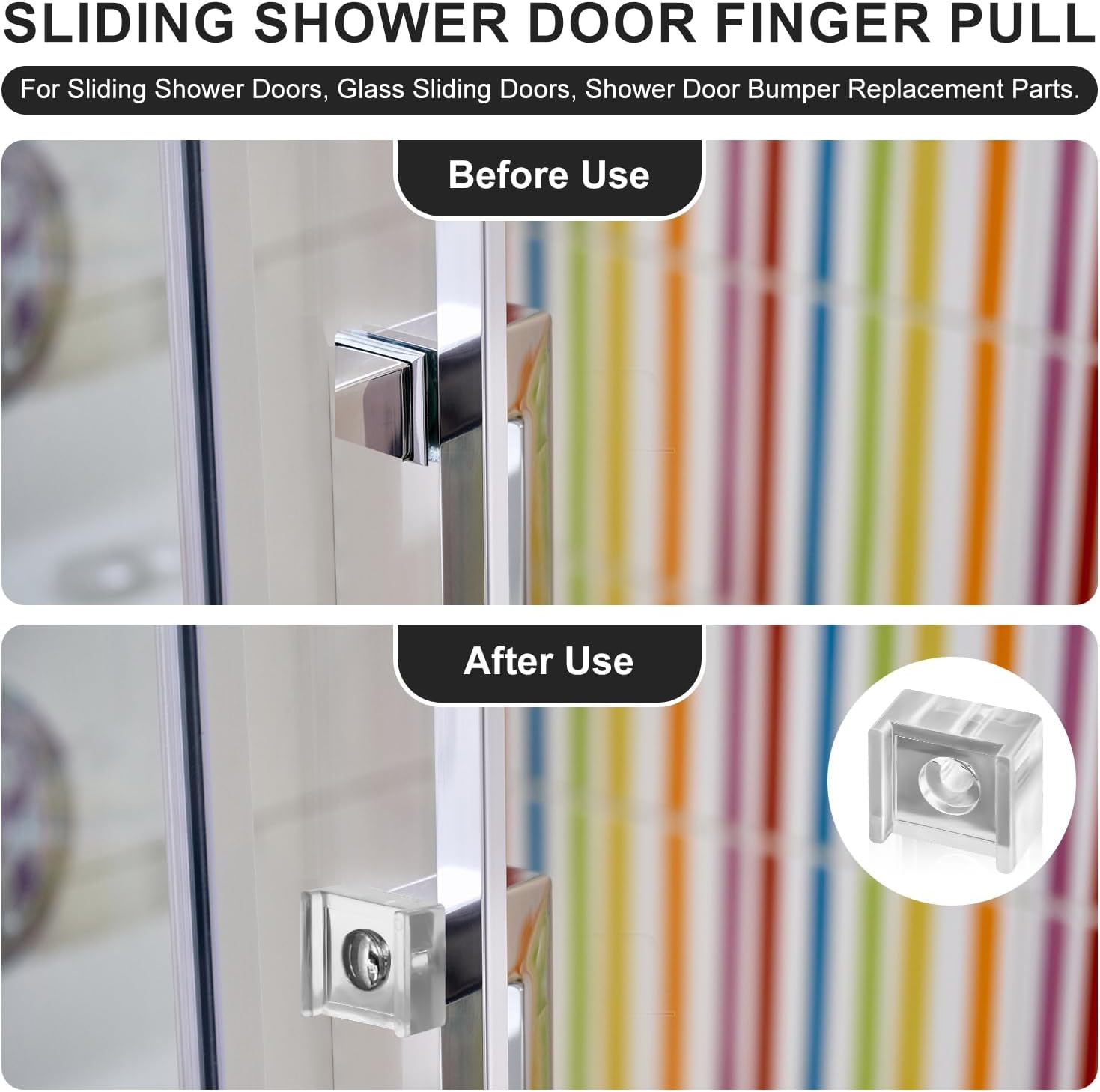 PEUTIER 4Pcs Shower Door Finger Pull, Acrylic Shower Door Bumpers Clear Glass Sliding Door Replacement Parts for Alumax Framed Shower Door & Towel Bars image number 1