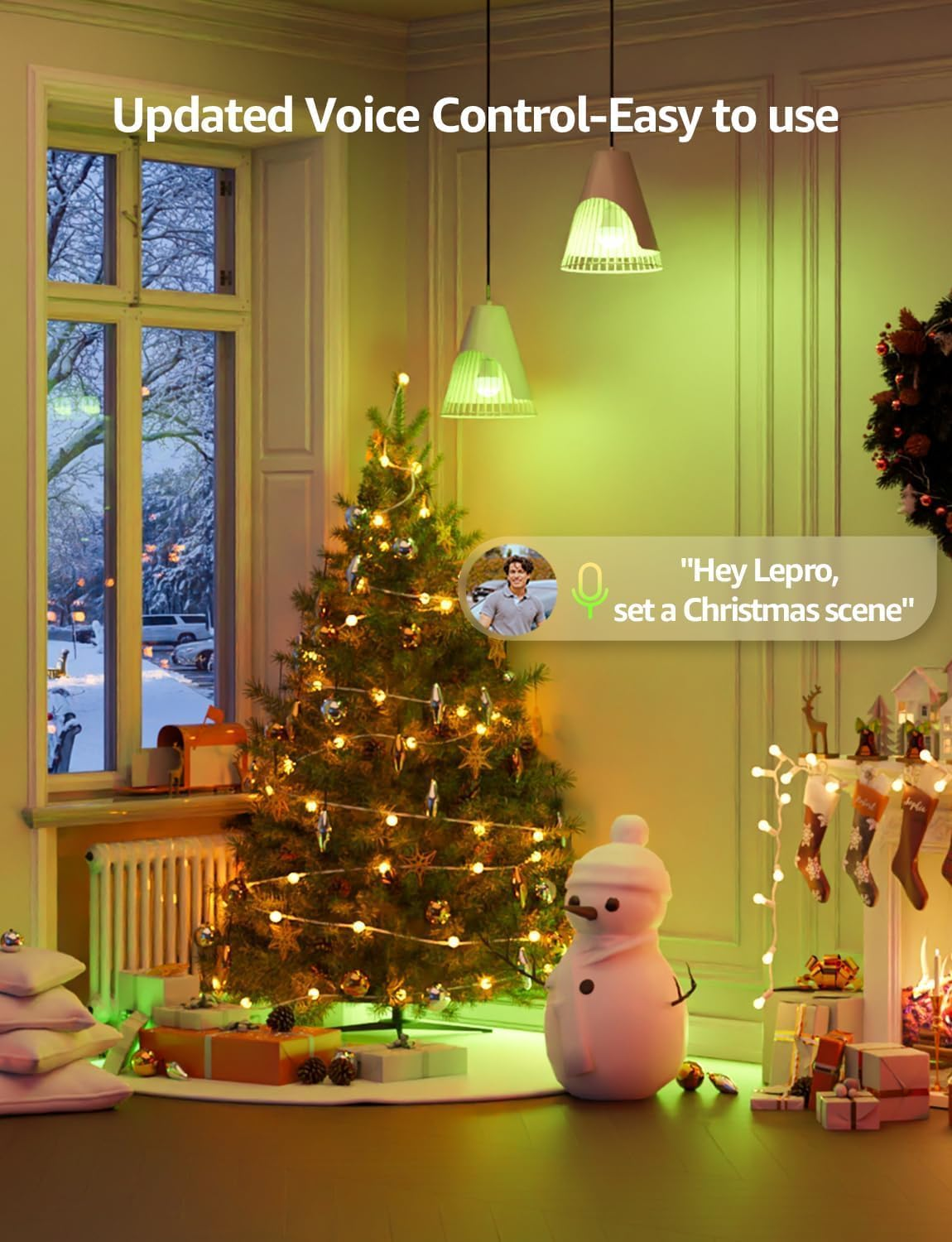 Lepro AI Smart Bulb E27, Music Sync Wifi Bulb, Voice Control Smart Screw Bulb, Colour Changing Light Bulbs, Compatible with Alexa & Google Assistant, Personalized AI Lighting Designer, 4 Packs