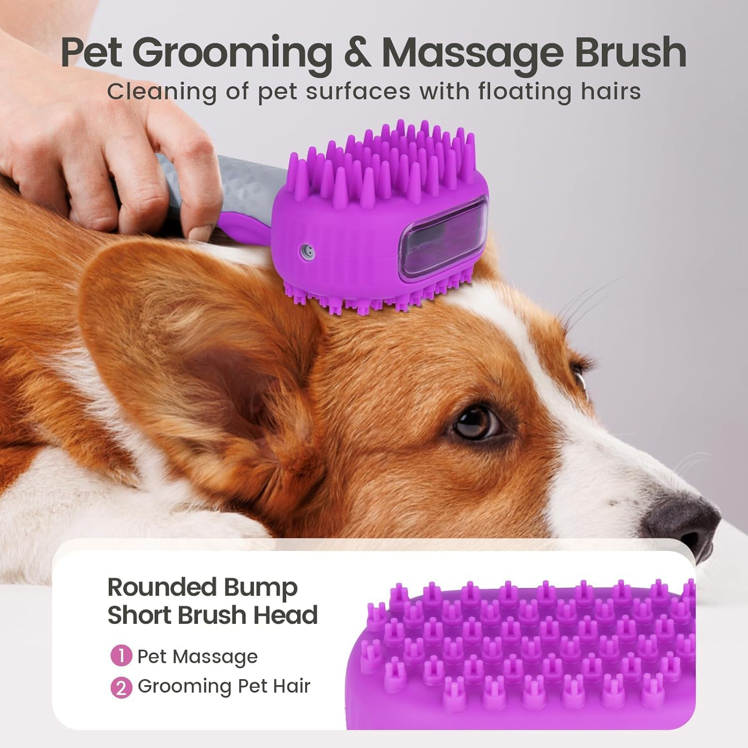Dog Bath Brush | Dual-Side Dog Shampoo Brush | Dogs Scrubber for Bath | Dog Grooming Brush with Non-Slip Handle Dogs Washing Brush for Pets Deshedding, Massaging & Grooming (Purple, One Size)