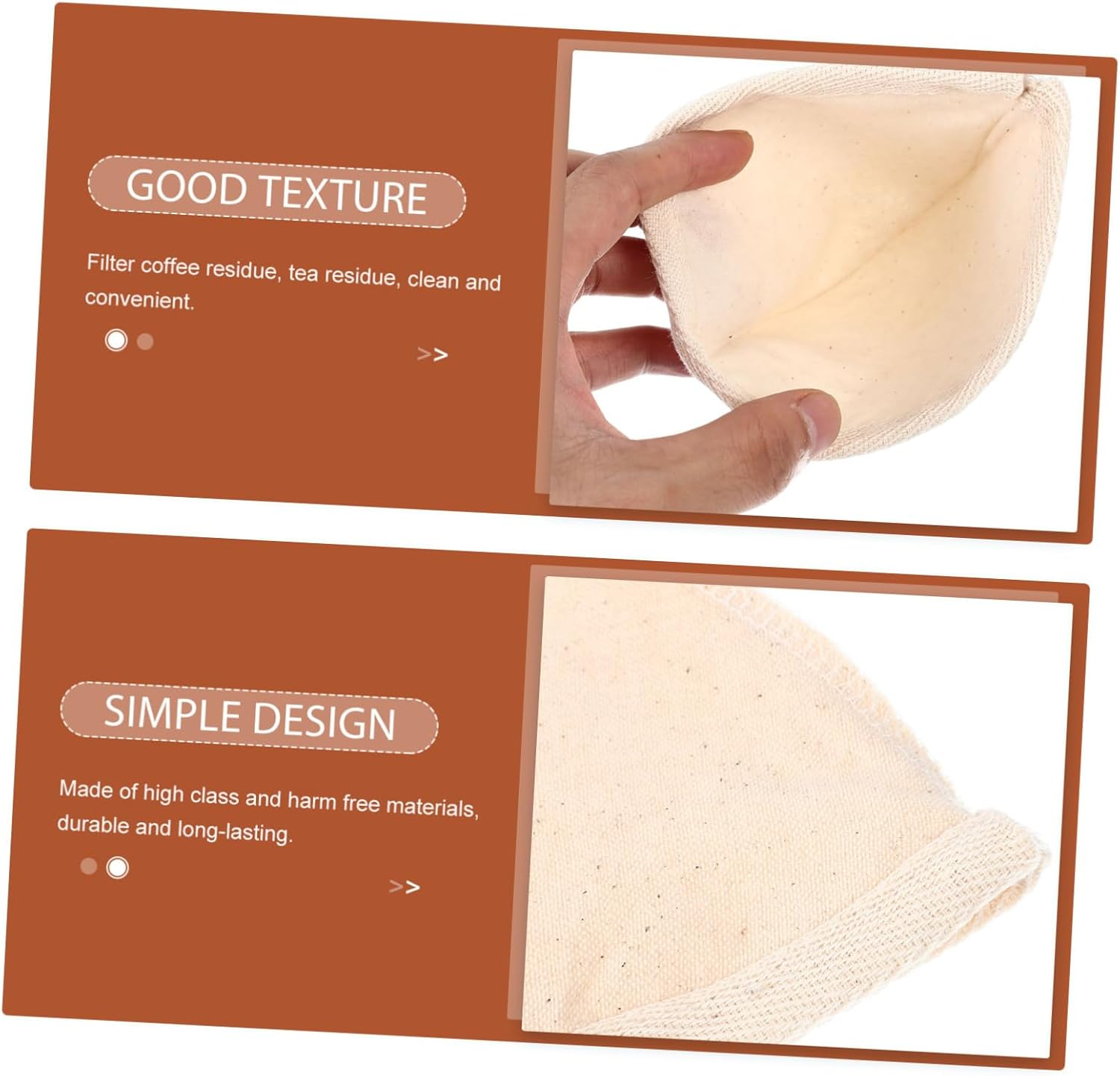 Happyyami 2Pcs Reusable Cotton Coffee Filter Bag Fine Mesh Strainer Pouch for Brewing Tea and Coffee Lightweight Portable Design with Strong Filtration Safe and Practical for Home and Travel image number 2