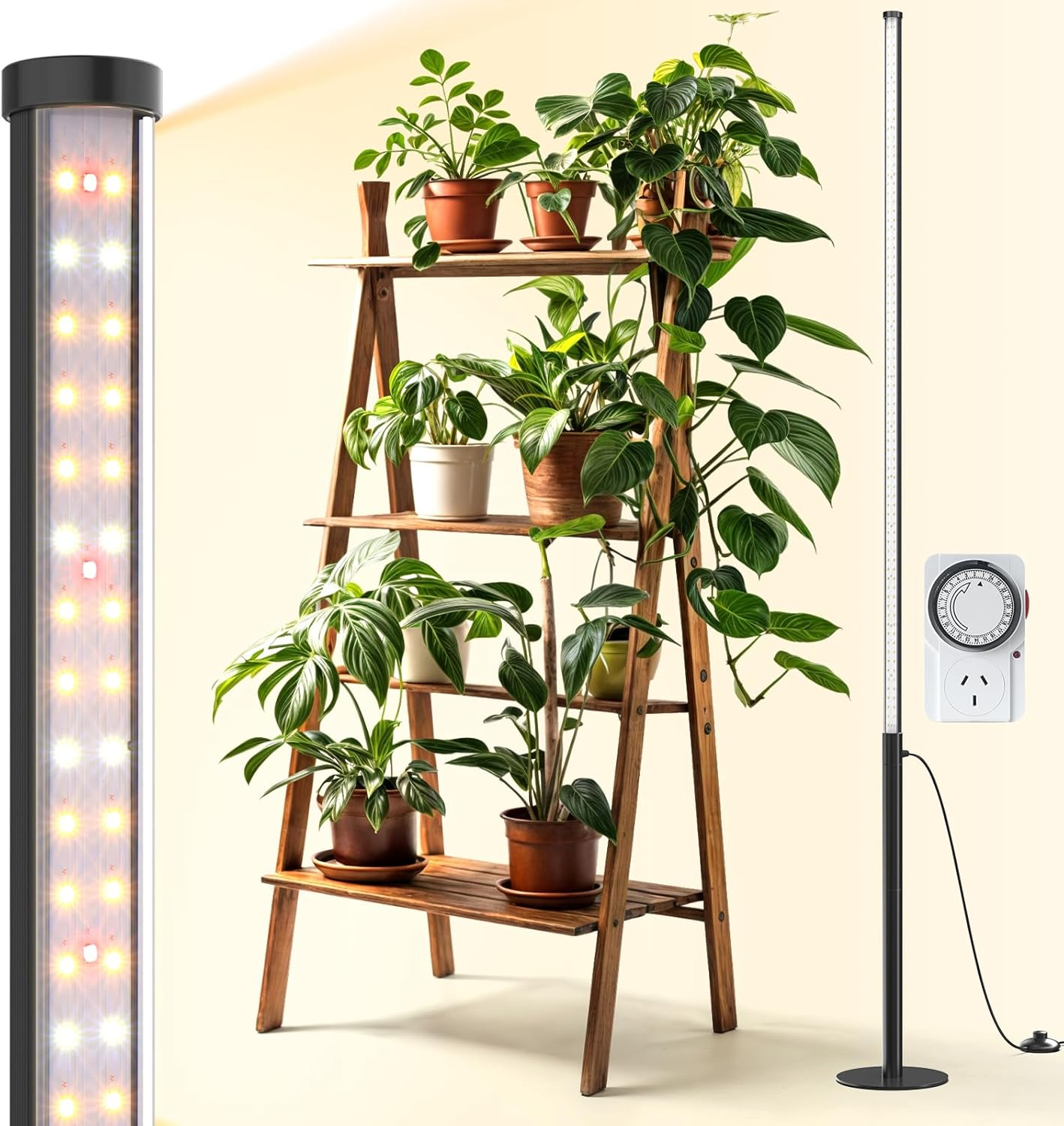 Barrina T10 Pro Standing Plant Light with Timer, 42W, 169 Leds, Full Spectrum Vertical Grow Lights for Indoor Plants, Wide Coverage, 120Cm to 170Cm Height with Foot Switch, Flowering and Tall Plant