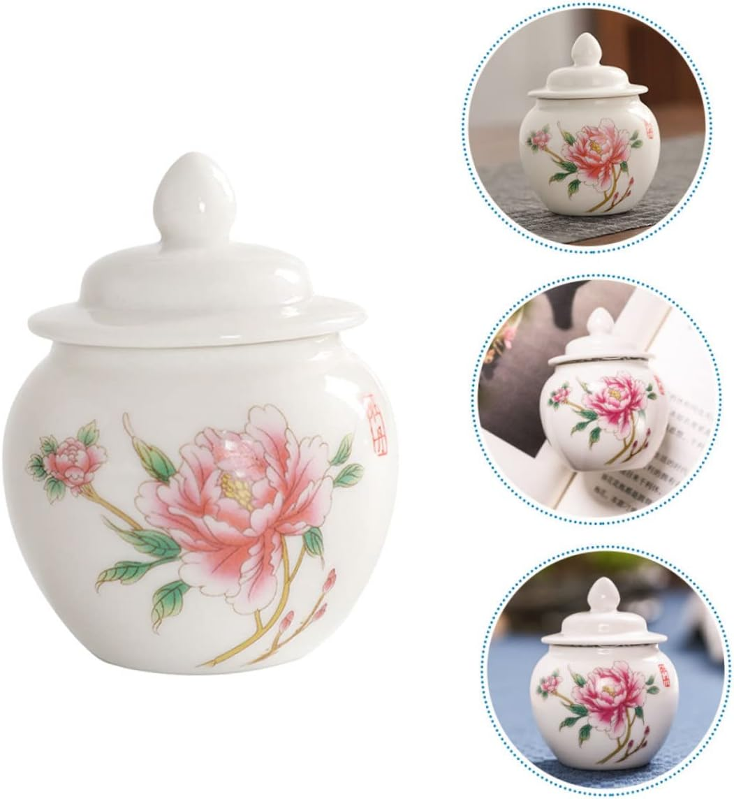 Angoily Ceramic Multi-Function Tea Canister Stylish Storage Jar for Home Travel Organization Elegant Design Airtight Seal Capacity for Tea Sugar More