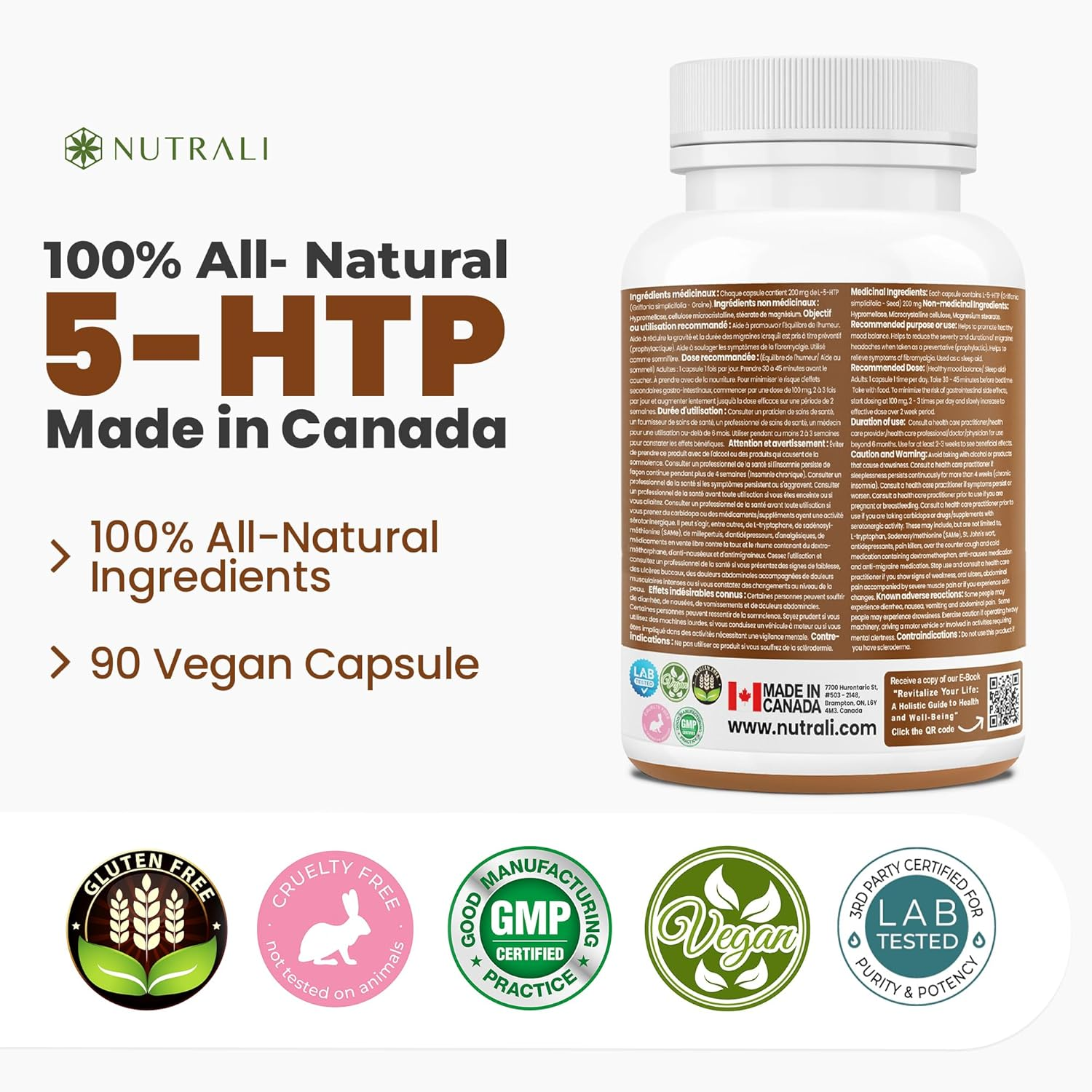 New MAX POTENCY 5Htp 200Mg Capsules, Improved Mood. Stress Relief, Brain Function, Better Sleep, 5-HTP Supplement for Women and Men Increases Energy, Non-Gmo, Vegan, Gluten Free. 90 Capsules.