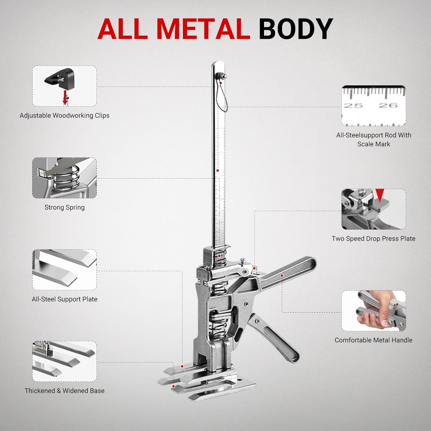 USOR 2Pack Labor Saving Arm Jack, Furniture Lifter Hand Lifting Tool Jack, Jacks for Furniture, Heavy Load Furniture Lifter, 440LB Arm Jack for Doors, Drywall, Woodworking image number 5