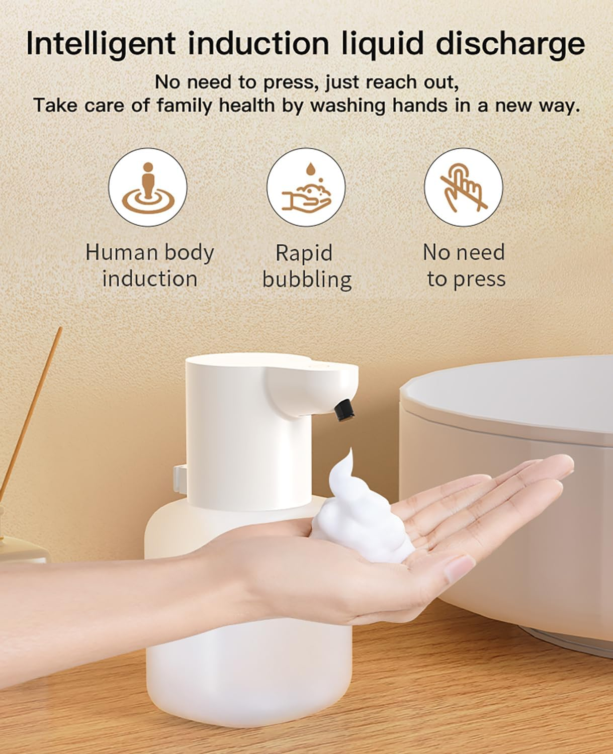 Automatic Foam Soap Dispenser, 420ML Infrared Hand-Free Touchless Soap Dispenser, Rechargeable Wall Mounted Hand Soap Dispenser for Home Bathroom, Kitchen (Foam)