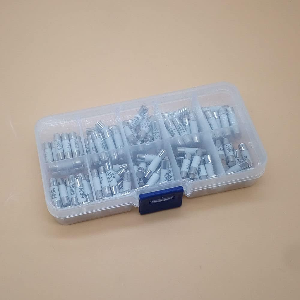 100PCS Ceramics Fuses Kit Slow Blow 5X20Mm 1A 2A 3A 4A 5A 6A 8A 10A 15A 20A 250V 5 * 20 Protective Insurance Tube Set image number 1