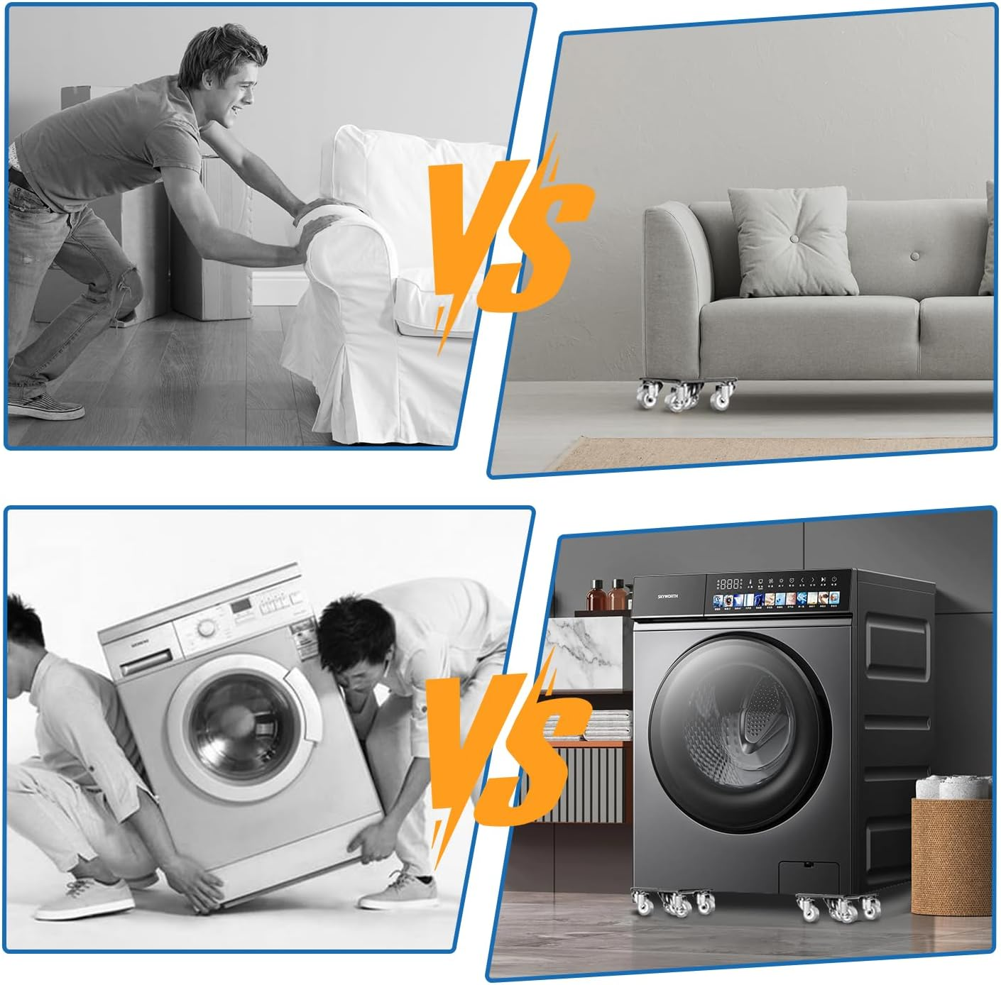 Xkimos Heavy Duty Furniture Mover, 3086.5Lb（1400Kg）Capacity, Carbon Steel Furniture Lifter with Lift & Anti-Slip Pads, 5 X 360&deg;Furniture Sliders Wheels, Professional Dolly Tool for Furniture Handling image number 5