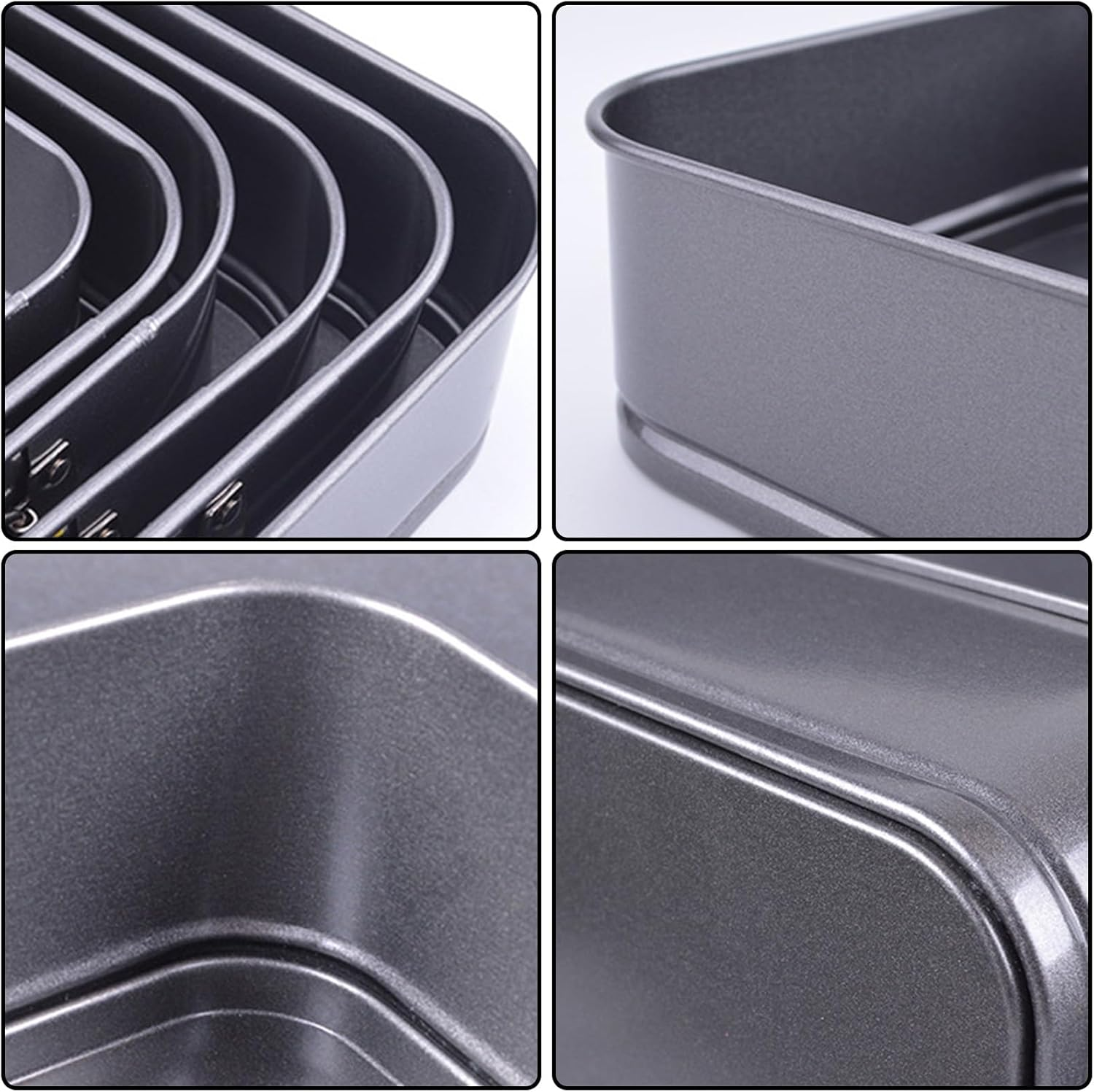 3 Pcs Square Cake Pan,Cheesecake Baking Pan Metal Square/Rectangle Cake Lock Making Pan with Removable Loose Base,Non Stick Carbon Steel(9.5/10/11 Inch) image number 1