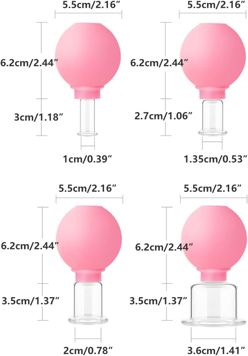 AIMALL Advanced Facial Cupping Set - Silicone & Glass Facial Massage Cups for Lifting, Skin Firming, Meridian Dredging, Wrinkle Reduction - Safe, Durable, and Easy-To-Clean, Includes 4 Sizes image number 3