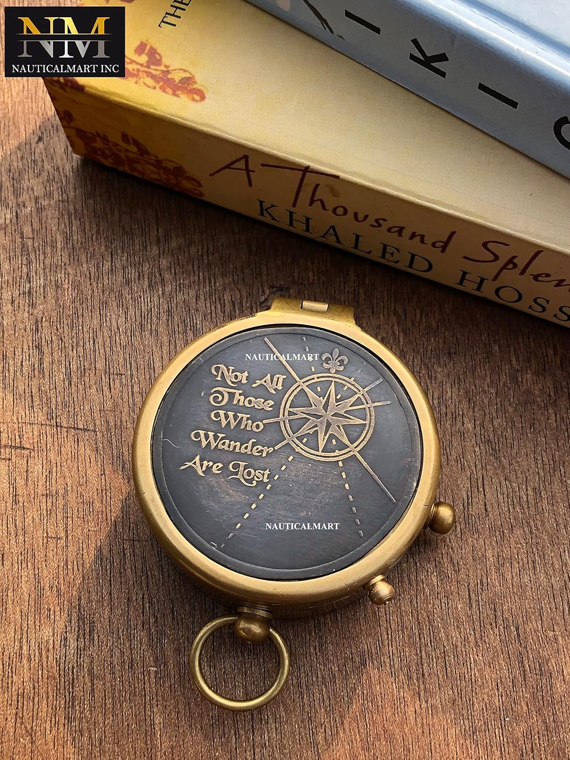 Not All Who Wander Are Lost Engravable Compass - Pocket Compass - Brass Compass with Leather Case - Pirates Compass - Gift Compass - Camping Compass - Confirmation Gift Idea - Baptism Gifts - Keepsake image number 3