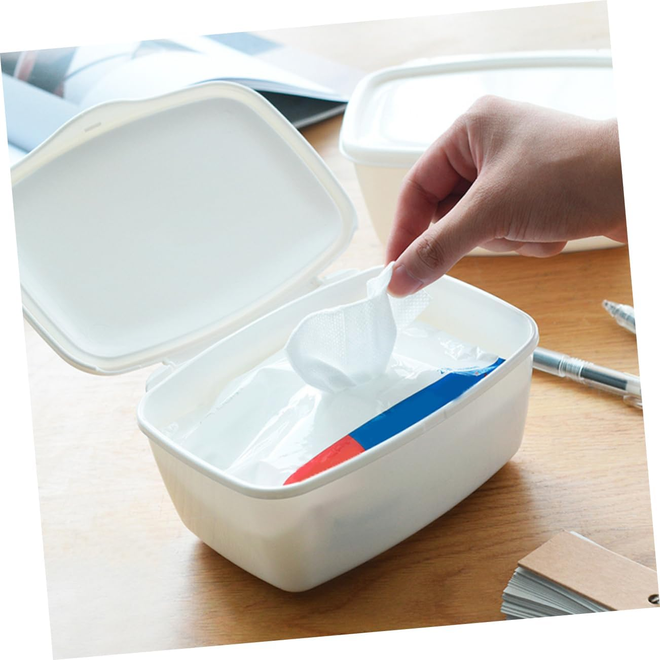 2Pcs Wet Tissue Storage Box with Lid Sealed Container for Organizing Wipes for Bathroom Kitchen and Living Room Use Material Easy to Clean image number 3