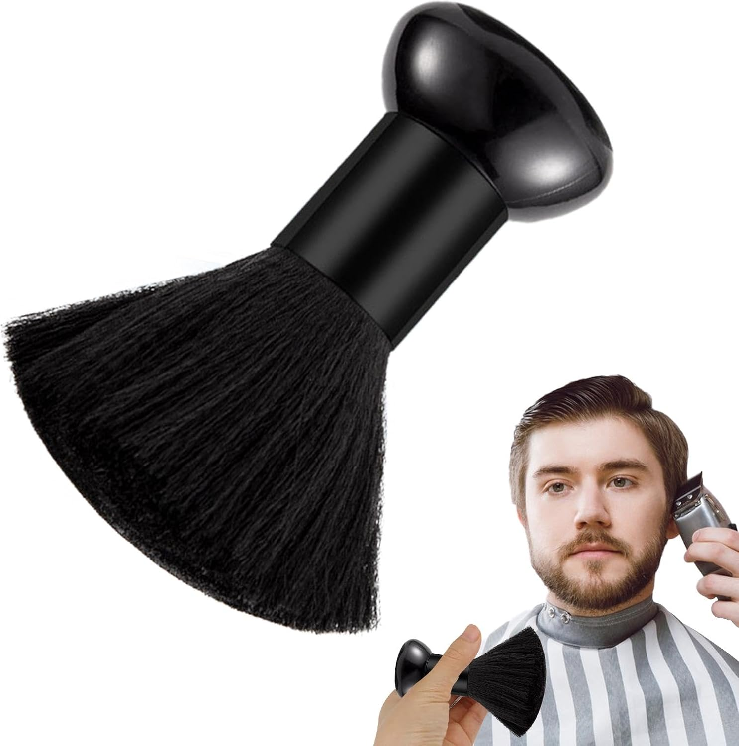 Barber Brush Neck Duster, Dust Brush for Nails, Soft Nylon Bristles Nail Tool, Professional Barber Face Cleaning Hairbrush for Salon, Home Use, Facial Hair Dusting Brush for Neck and Nails