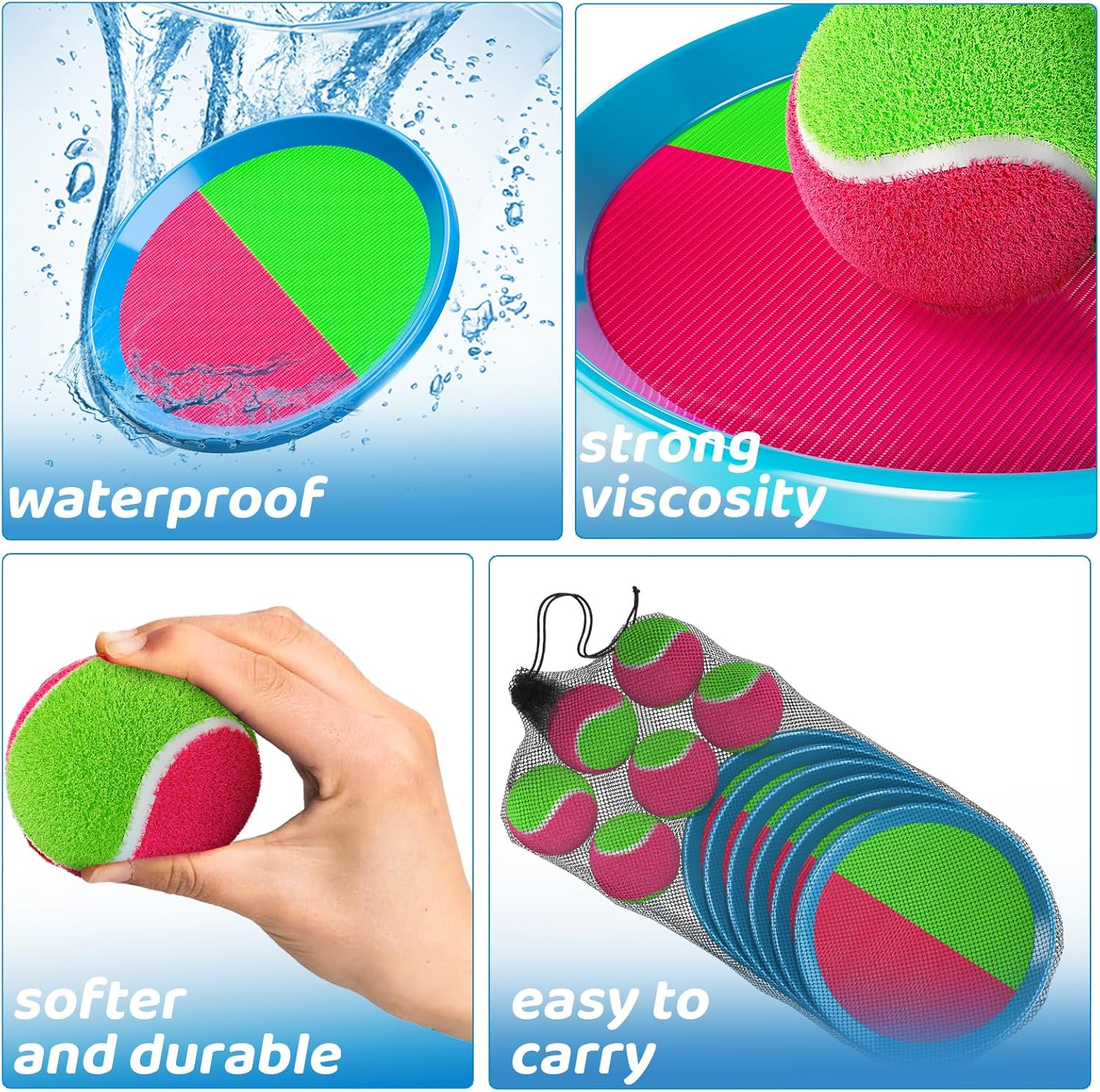 Ci Vetch Throwing and Catching Game for Children from 3 Years, Velcro Ball Game with Paddles & Balls, Outdoor Toy for Garden, Beach & Park, Fun for Children and Adults image number 5