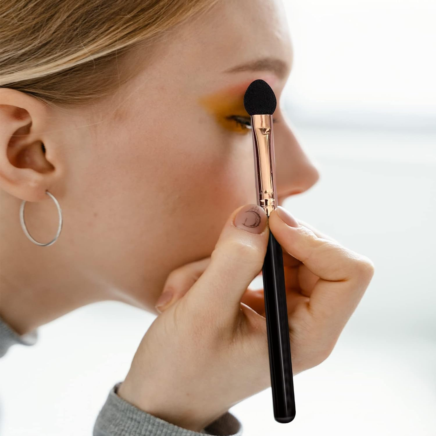 Uorpoto Eyeshadow Applicators Sponge Double Sided Reusable 5Pcs Professional Blendable Organic Foam Tip Makeup Eye Shadow Applicator Brush Set Washable - Hybrid 5Pcs image number 3