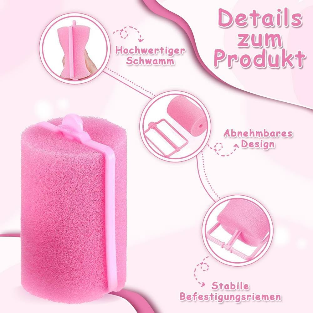 Funalix Pack of 12 Sponge Curlers, Heatless Curlers for Long and Short Hair, Overnight Curlers Made of Soft Foam for Women, Girls and Children, DIY Hairdressing Tools for Permanent Curls image number 6
