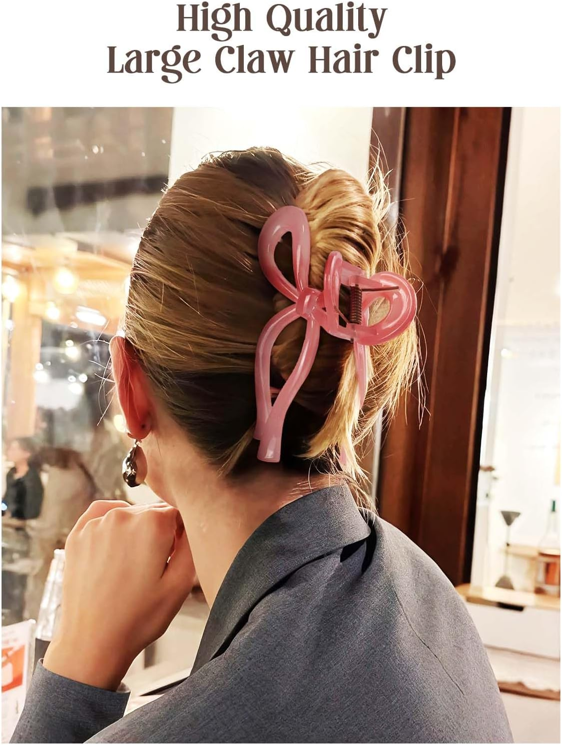 Tumurup Pink Hair Clip Bow, Pack of 4 Hair Clips Women Girls Hair Clip Bow Hair Clips Large 11 Cm Butterfly Claw Clip Hair Accessories for Thick Hair Long Hair image number 3