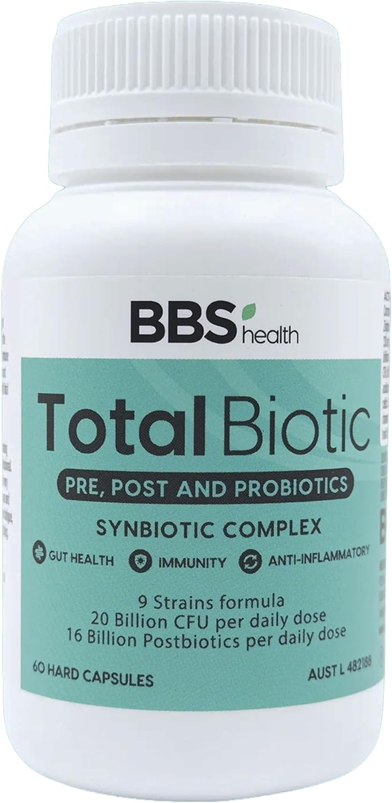 Total Biotic - TGA Listed Probiotic + Prebiotic Complex with Advanced Synbiotic Formula - Supports Gut Health, Digestion & Immune System - 60 Capsules image number 1