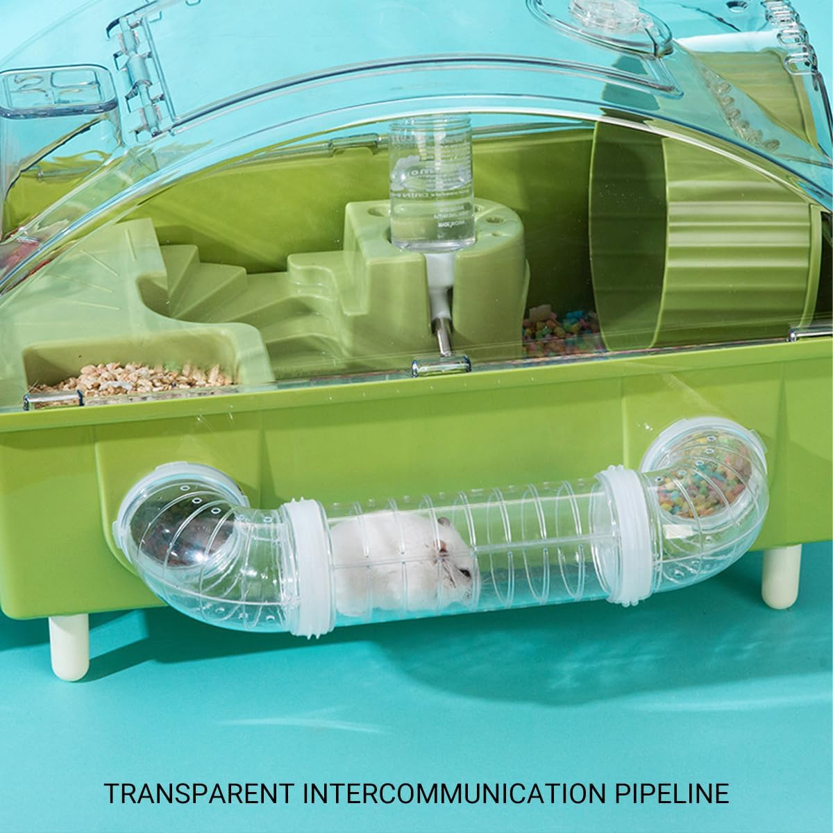 AIMALL Acrylic Hamster Cage, Luxury Oversized Villa for Small Pets, Full Set with Accessories, 17.72X11.81X9.44 Inches image number 4