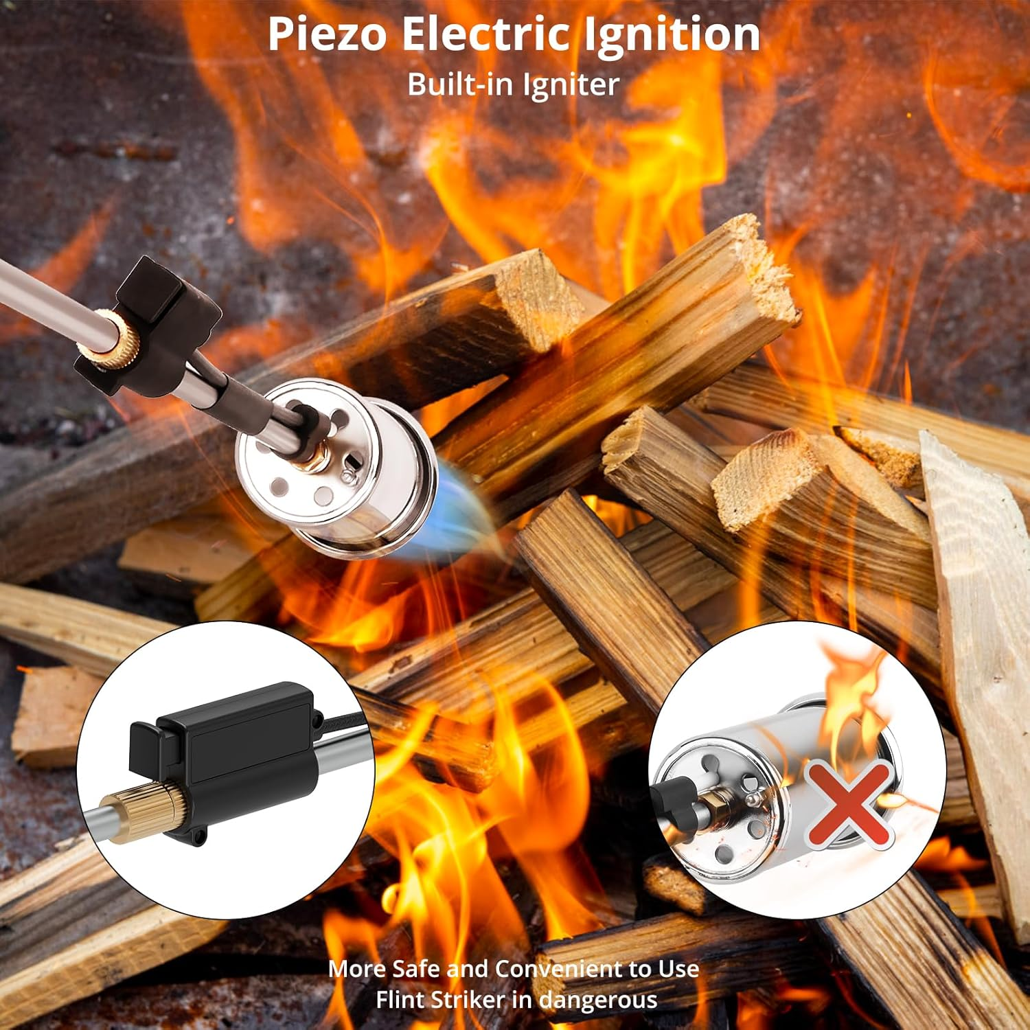 Sondiko Big Flame Propane Torch Head Kit, Weed Torch, Heavy Duty Blow Torch Detachable Propane Weed Torch with High Output 800,000 BTU for Garden Stumps Wood Ice Snow Roofing, Black & Red image number 2